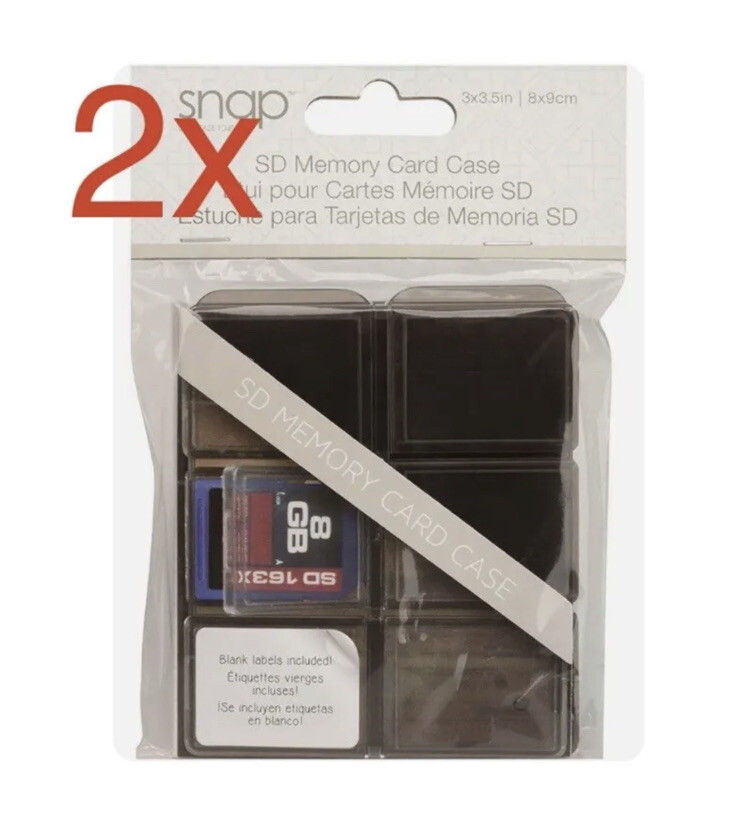 New Pinnacle Snap Memory Card Case Organizer 2x 6-Card Holders 12 Card Capacity