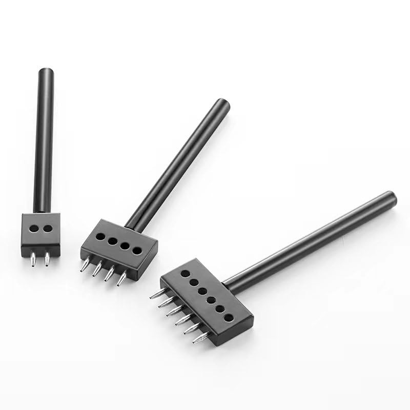 Leather Round Hole Punching Tool 3pcs Prong Punch Tool Set with 2/4/6 Prong