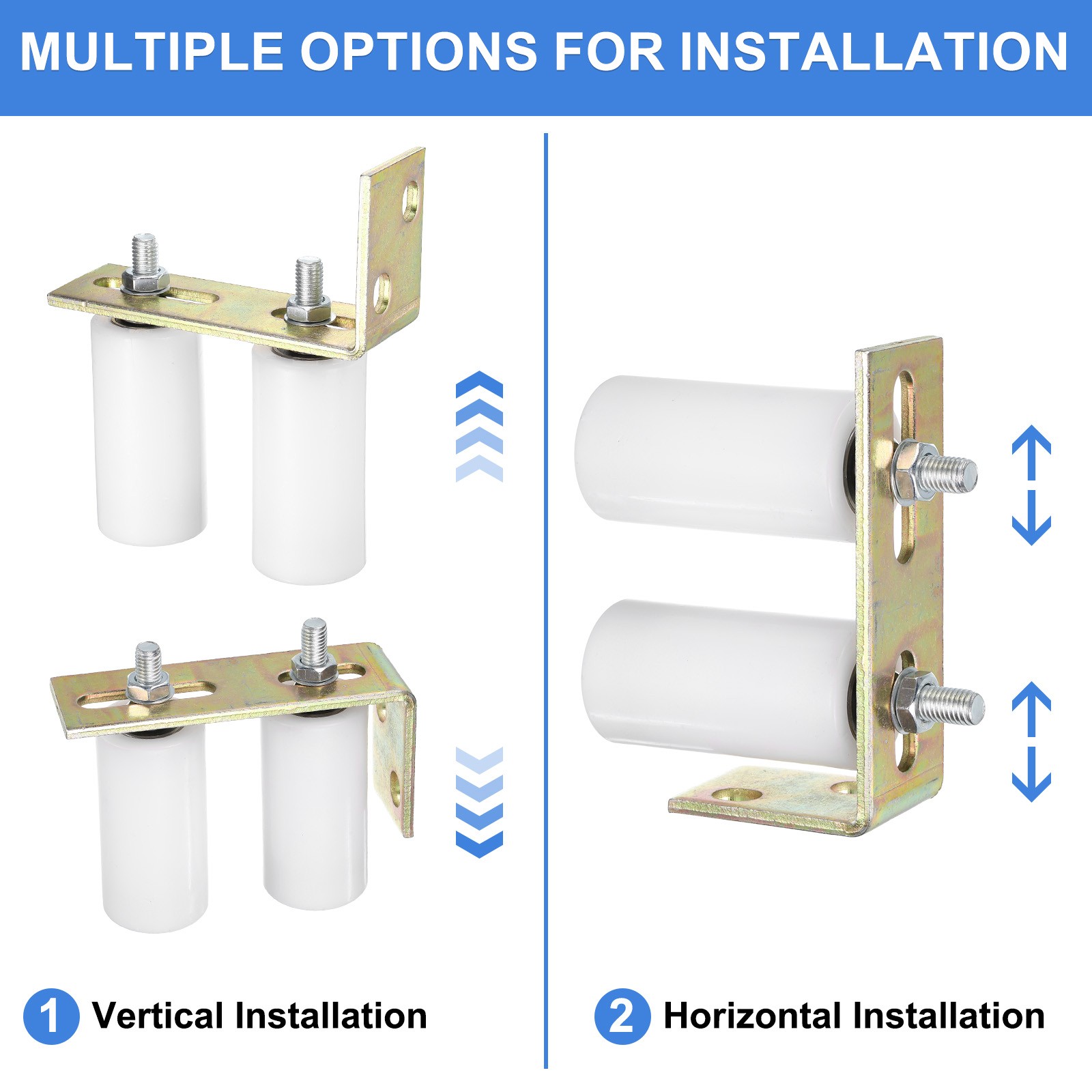 2Set Slide Gate Guide Roller 4" Nylon Gate Support Rollers with Bracket White