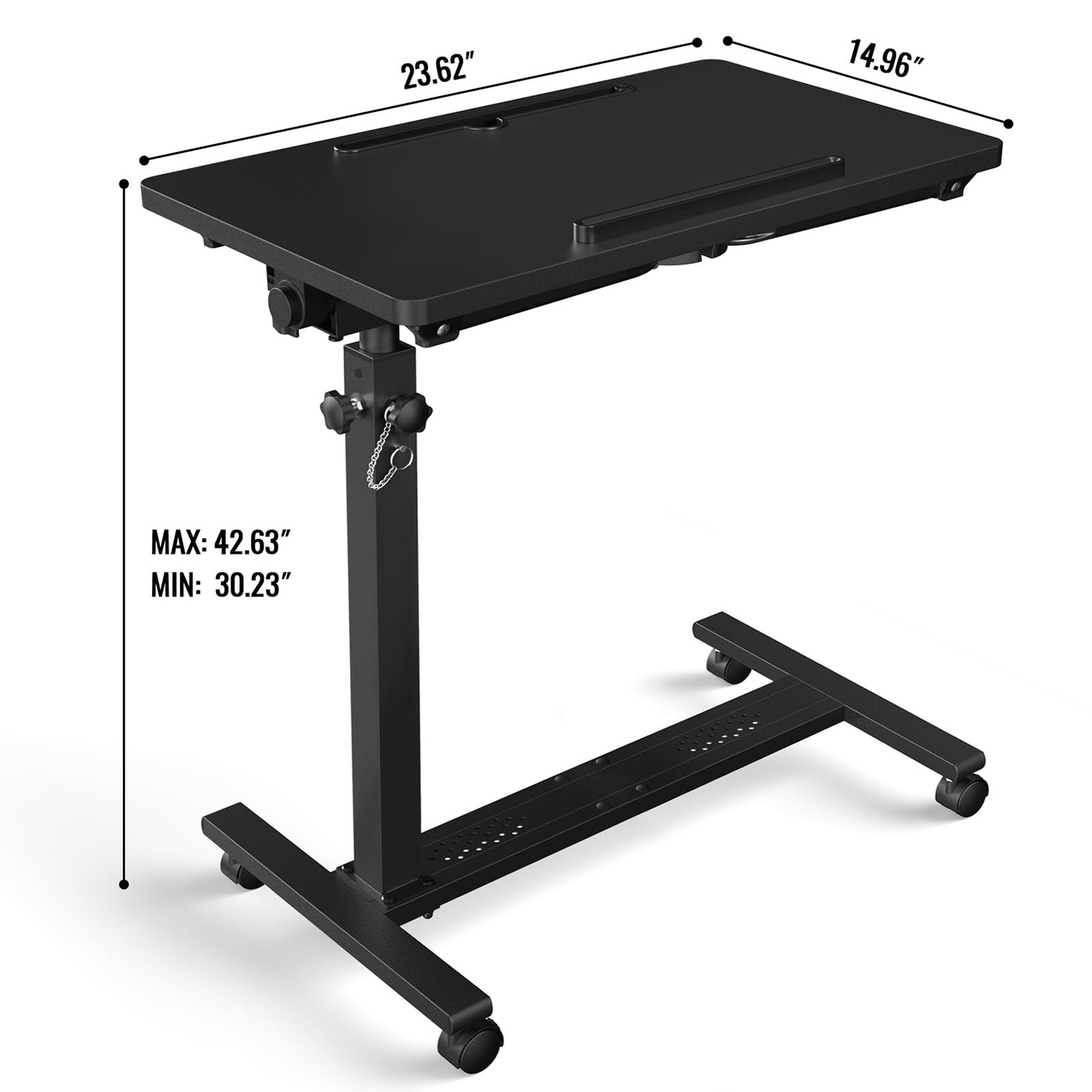 Eocnrhe Adjustable Overbed Bedside Table Hospital Bed Table Wheels Portable Roll