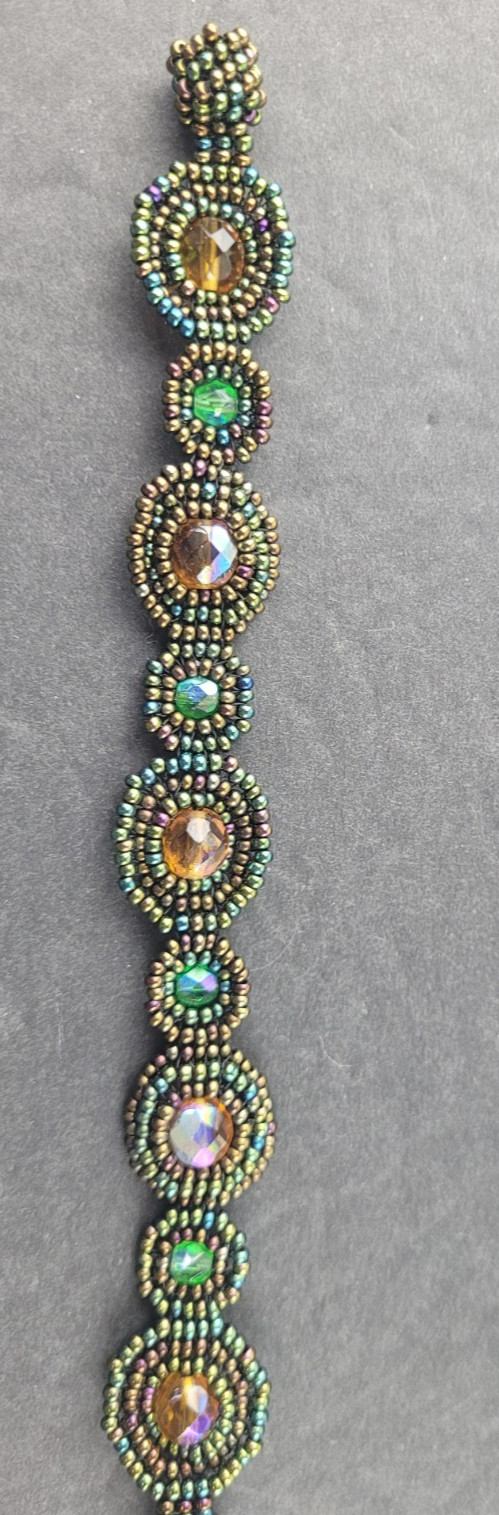 Iridescent Seed Bead Bracelet 7" Magnetic Clasp