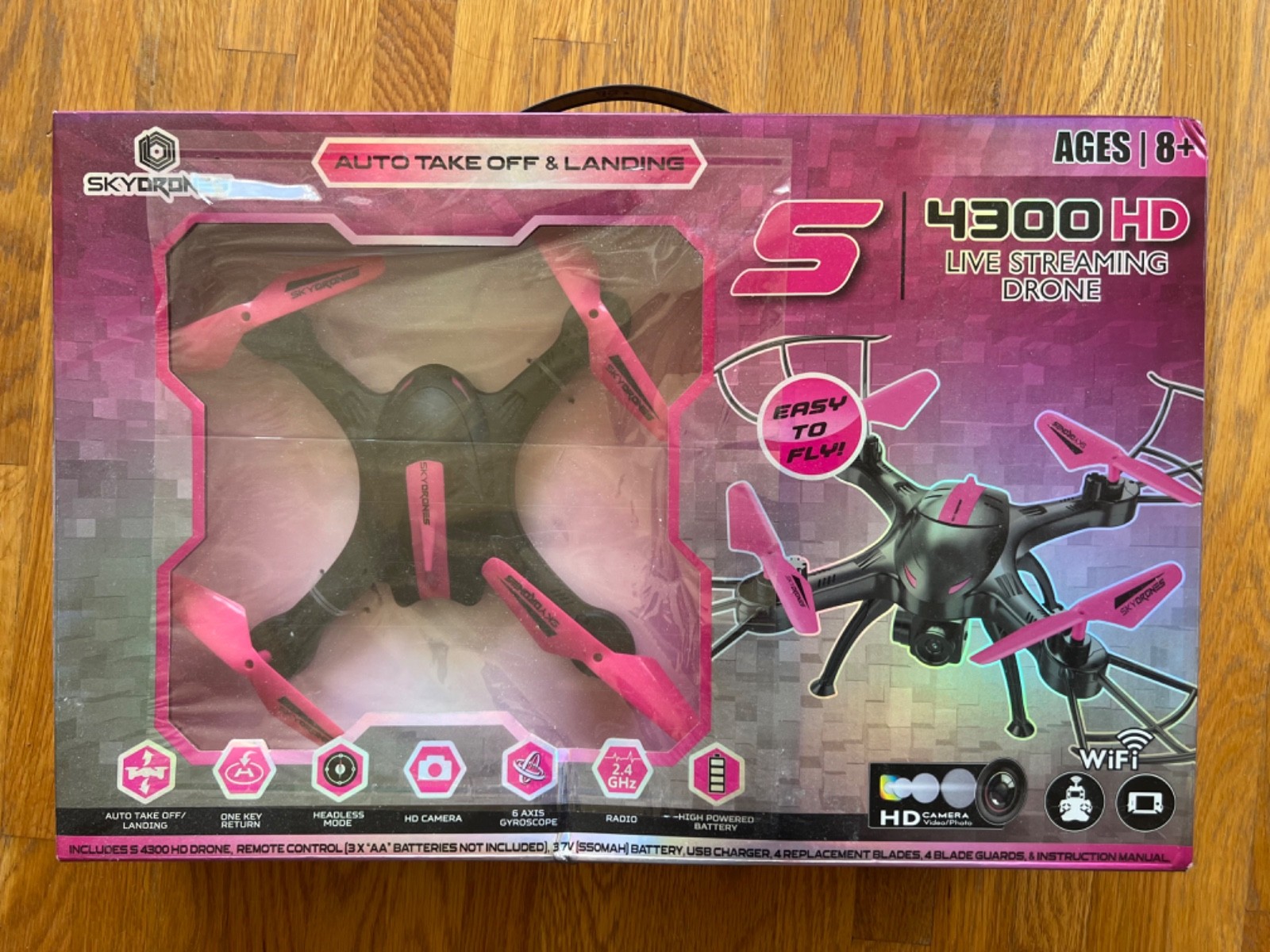 Braha Industries SkyDrones S4300 HD Live-Streaming Drone Black and Pink