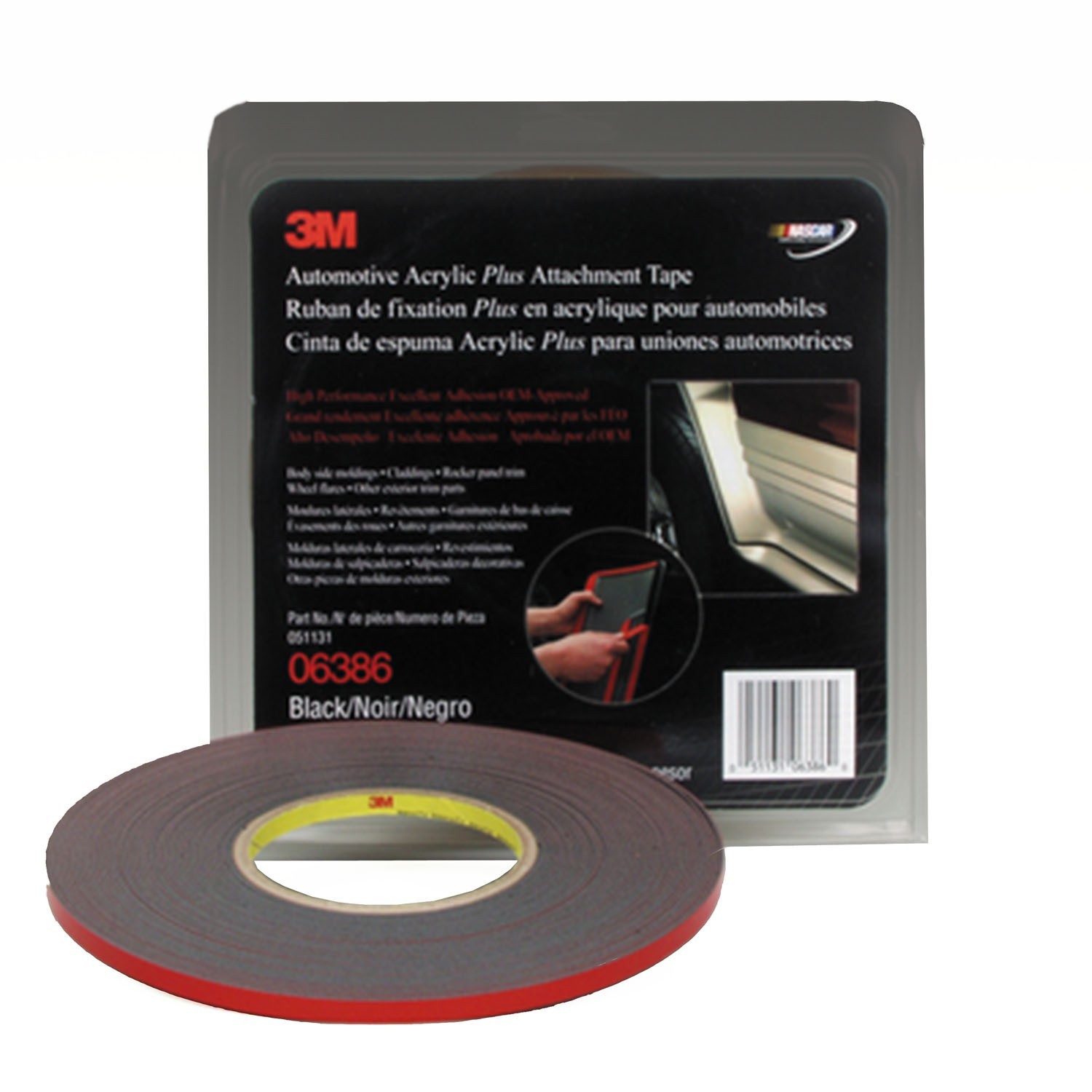 3M 06386 Automotive Acrylic Plus Attachment Tape Black 45 mil (1/4 in X 20 yd)