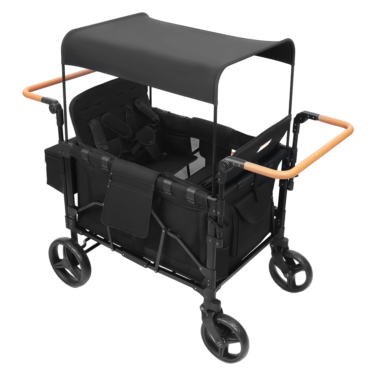 Adjustable 4-seats Stroller Wagon Push Pull Quad Collapsible Stroller With Wheel