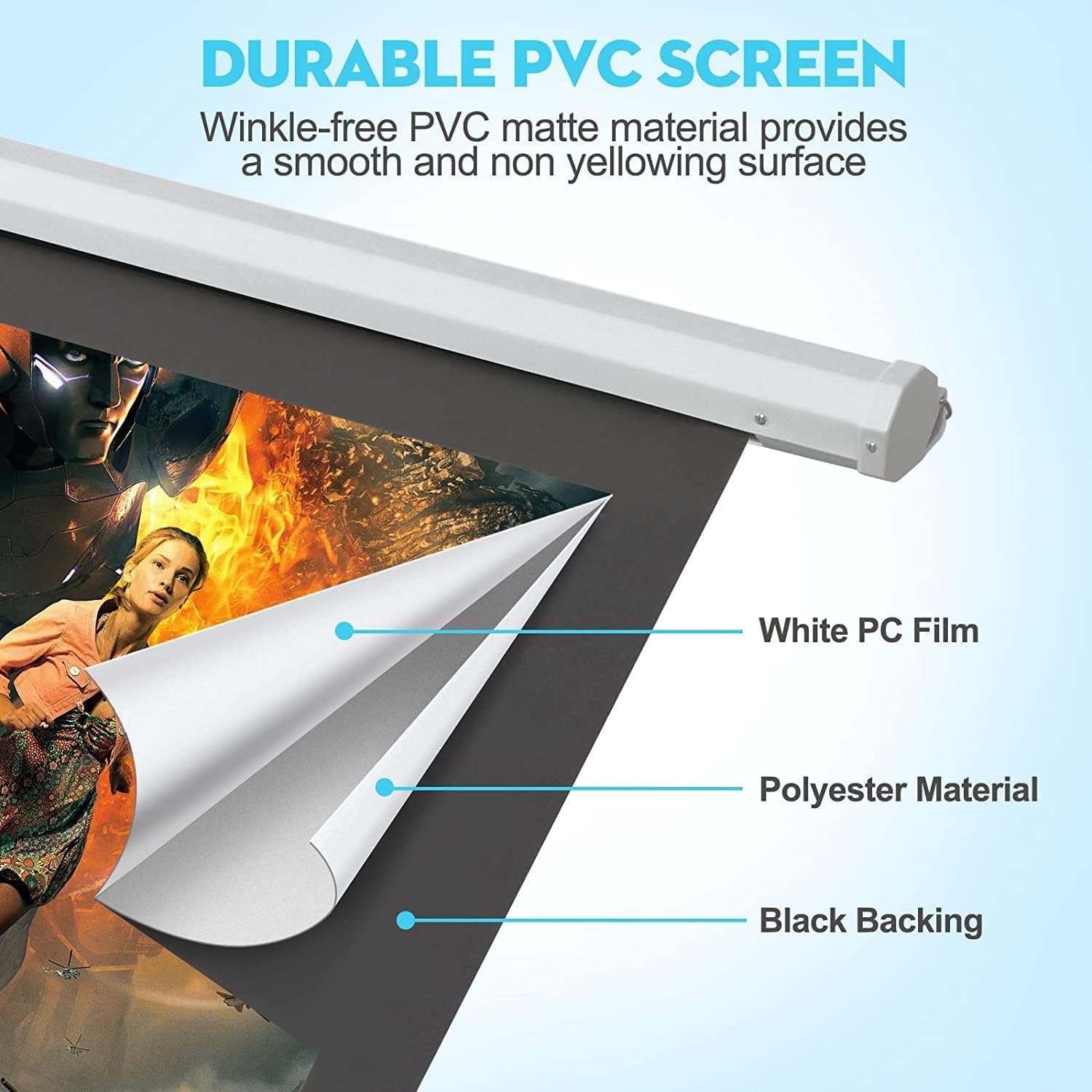 120 Inch Electric Projector Screen with Remote | Automatic Air Indoor Drop Down,