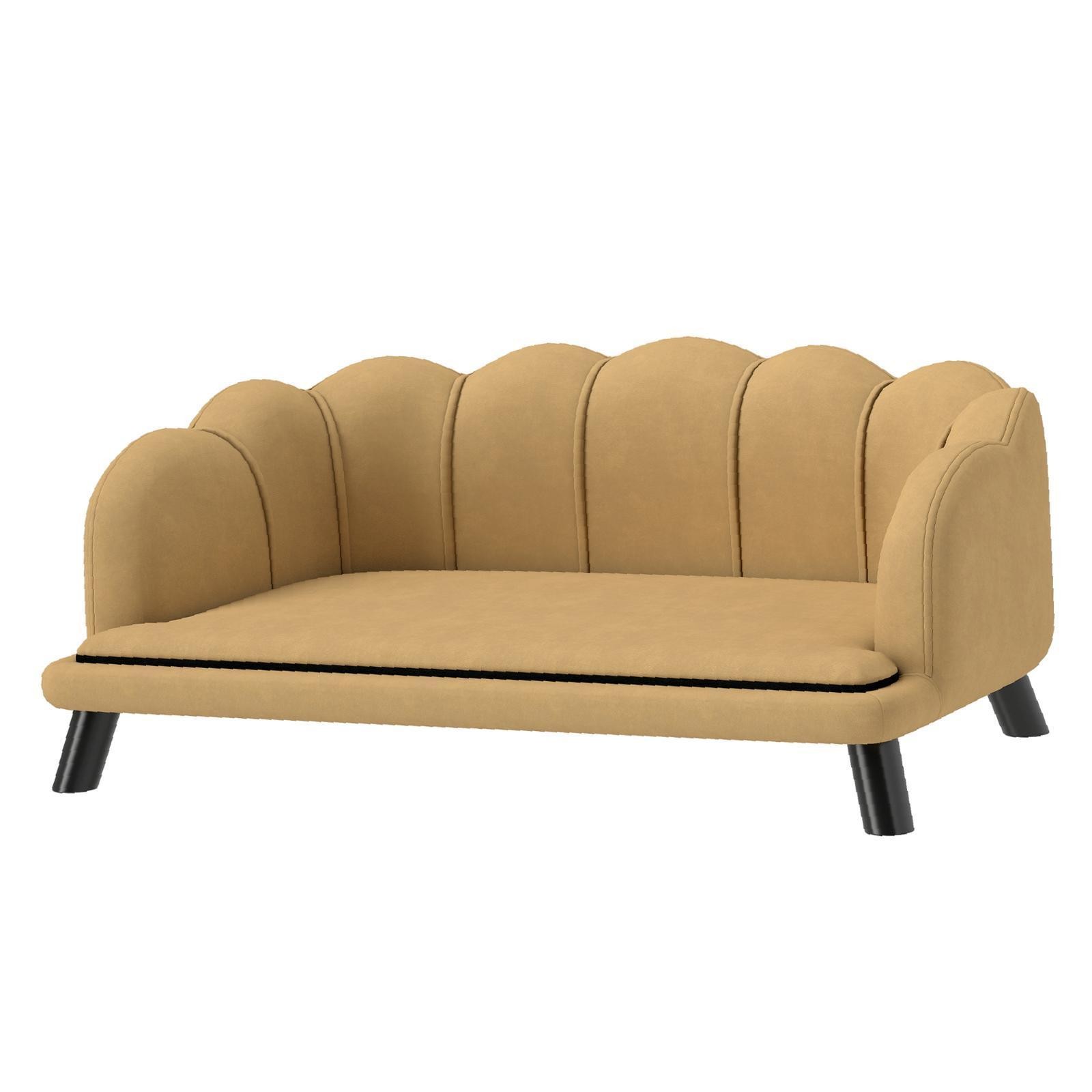 Coffee Pearl Pet Sofa Velvet Couch Elegant Dog Bed Luxury Furniture for Large