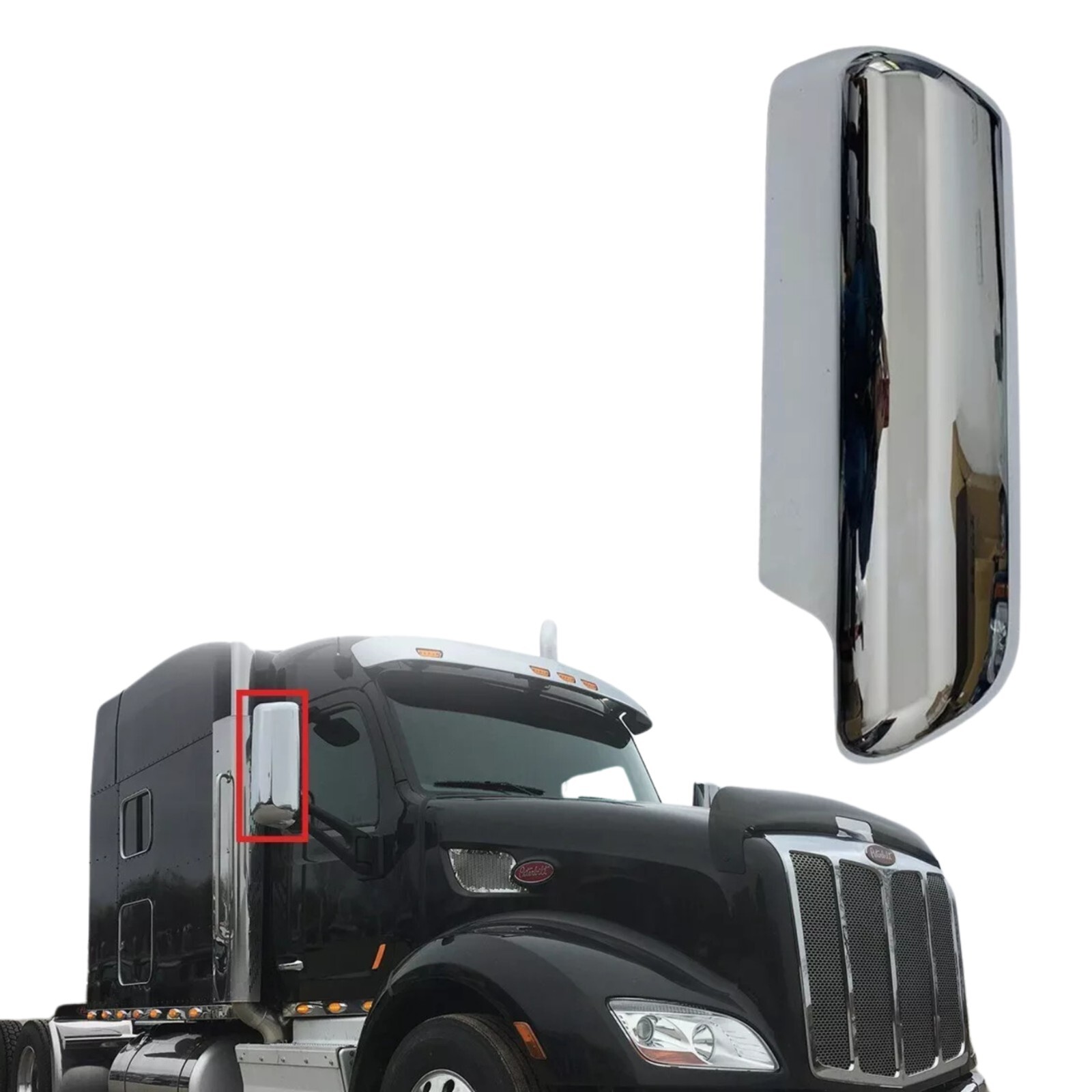 Side View Chrome Door Mirror Cover For Peterbilt 579 567 587 Right Passenger