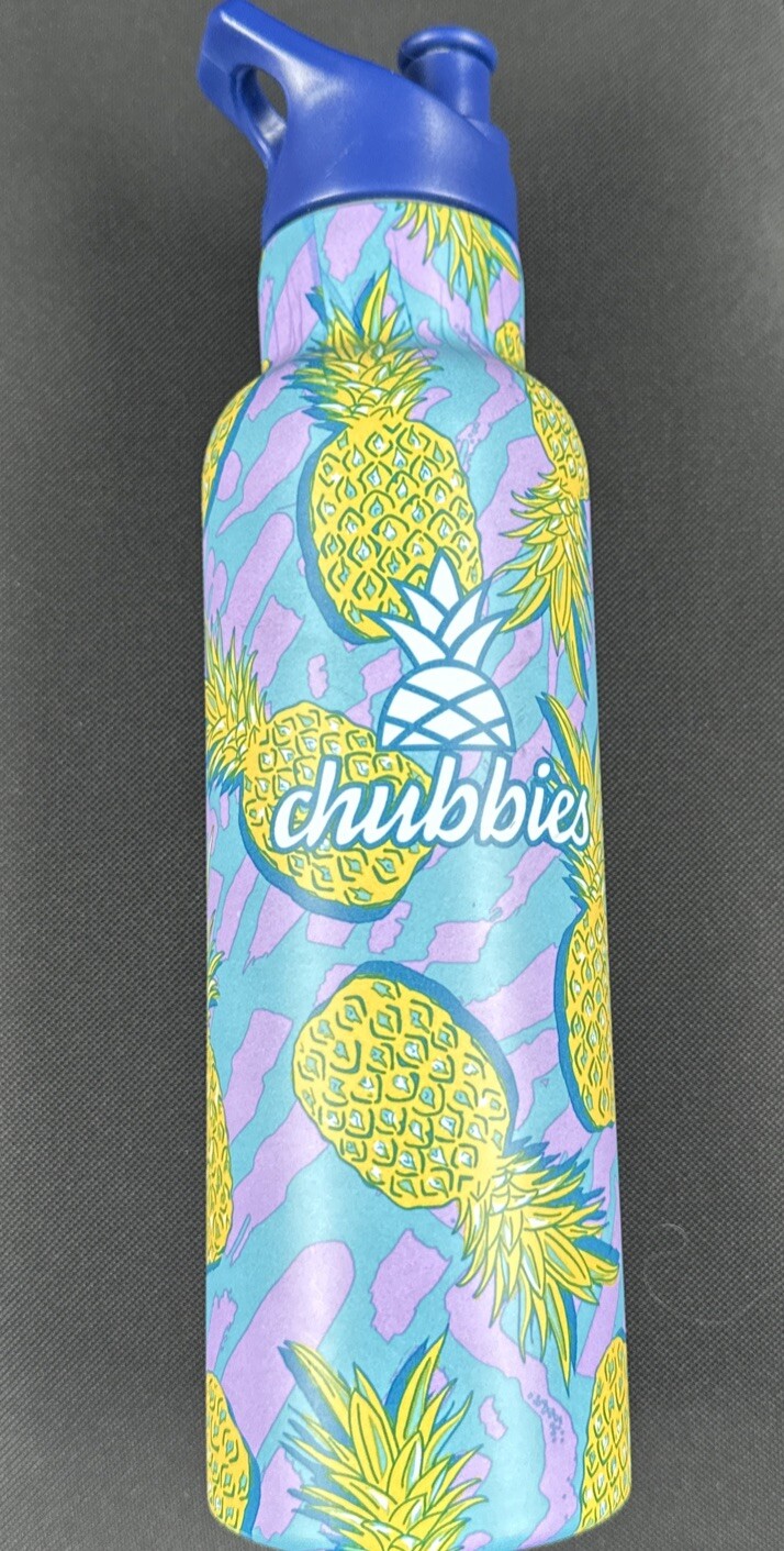Chubbies Water Bottle Insulated Stainless Blue Pineapple Rare NEW