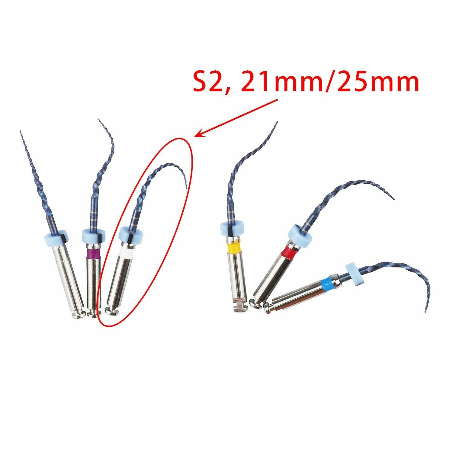 6PCS S2 Dental Engine Use Rotary Heat Activated Canal Root Endodontic Files 25mm