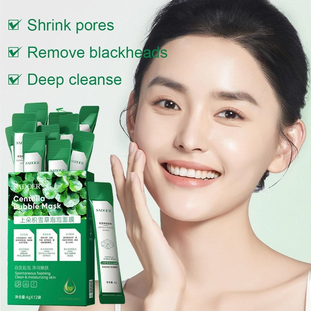12pcs Bubble Face Sheet Masque Centella Bubble Mask (green)- Oil Control J5O6