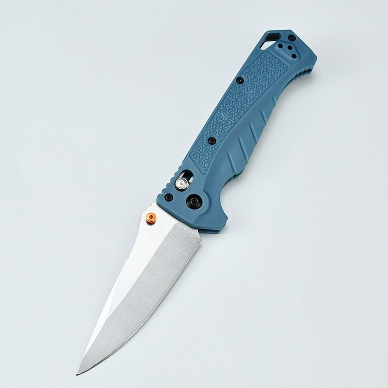 18060 CPM-MagnaCut Stonewashed Drop Point Blade, Depth Blue Grivory Handle