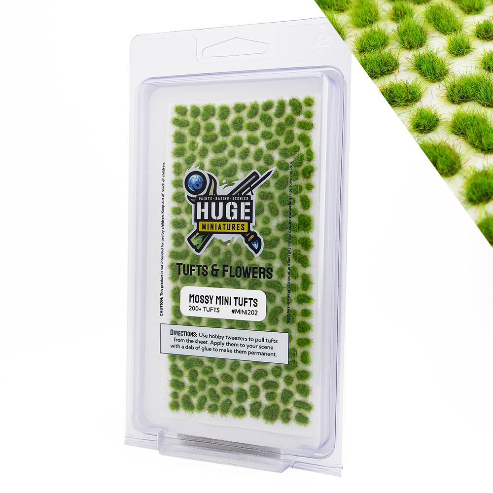 Huge Miniatures Mini Grass Tufts, Mossy Huge Minis – 200+ Self-Adhesive Tufts
