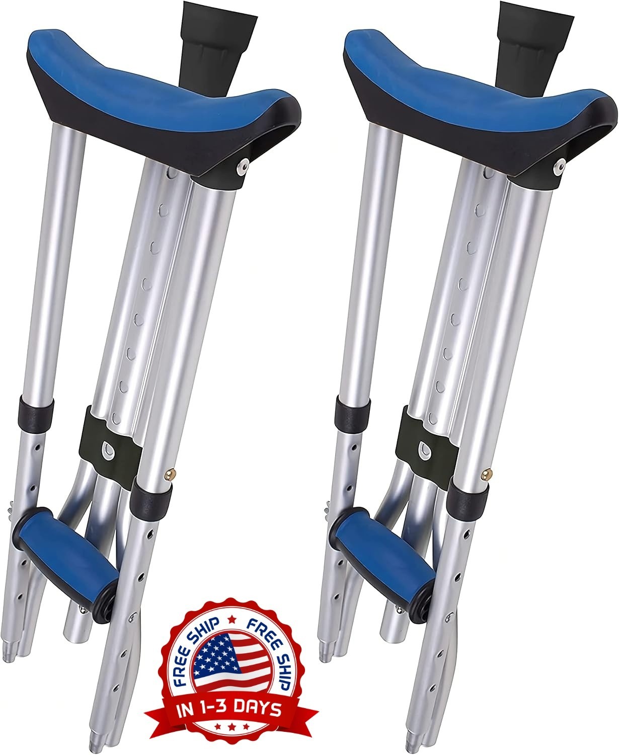 Muletas plegables de aluminio para adultos, ligeras, para usar debajo del brazo.
