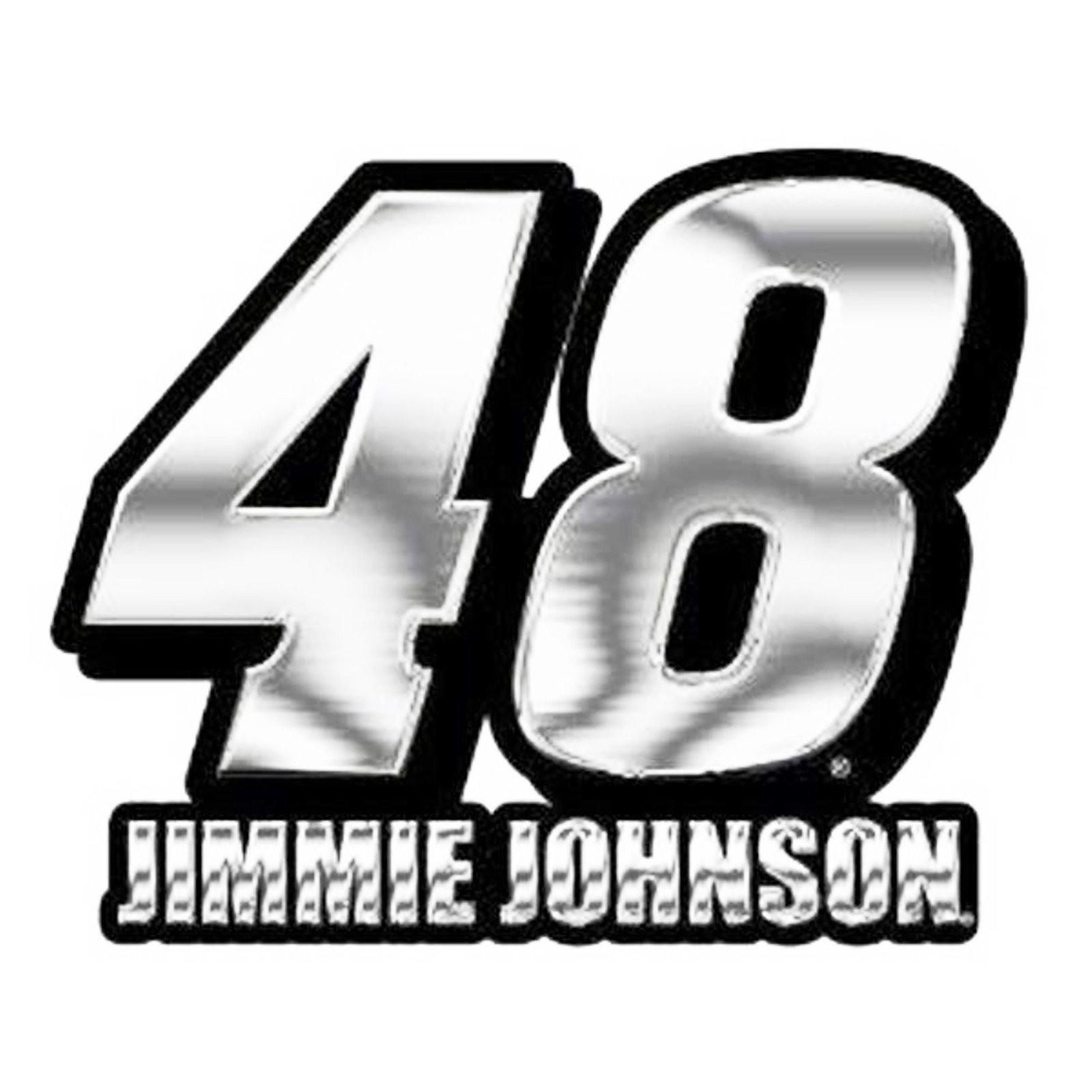Jimmie Johnson #48 Silver Chrome Color Auto Emblem, 4 Inch Raised 3d Effect,...