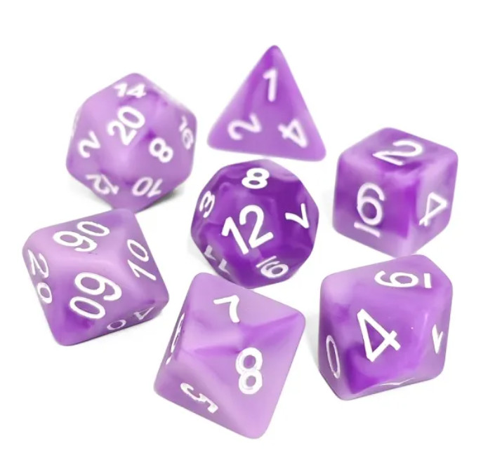 💜💜Matte Purple 7 Dice Set | RPG DnD Dungeons Dragons AD&D Pathfinder d20