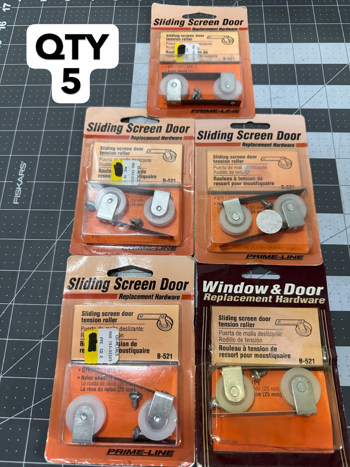 5-PACK LOT 2CT Prime-Line 1186 Spring Tension Roller Assembly 1" x 1/4 L in.