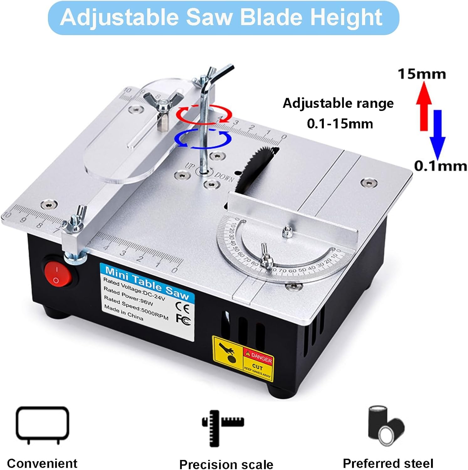 [TIMILAND] Mini Multi-Functional Table Saw S6 Cutter Speed、Angle、0-1/2inch hight