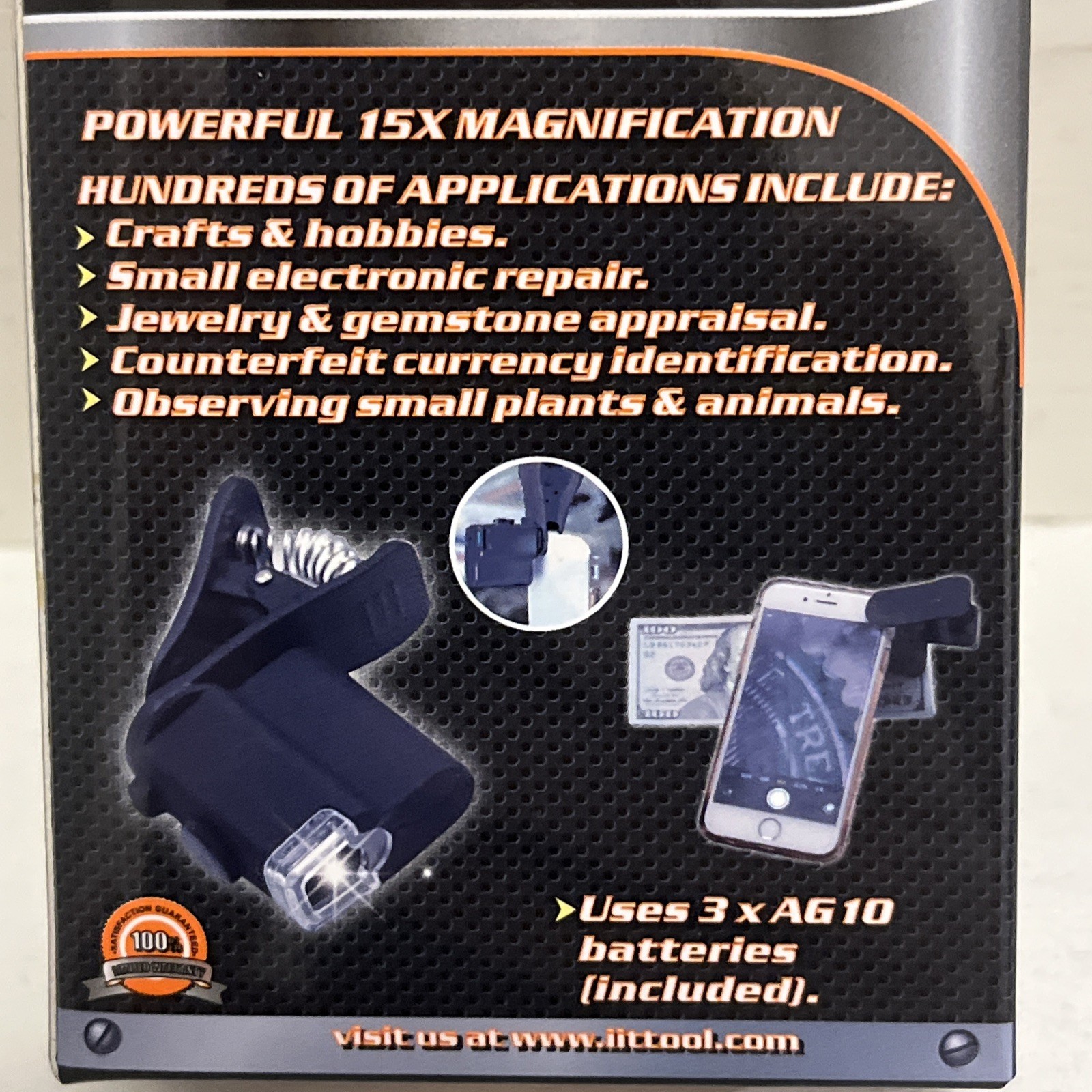Universal Cell Phone Microscope 15X Magnification w Clip Works on any Cell Phone