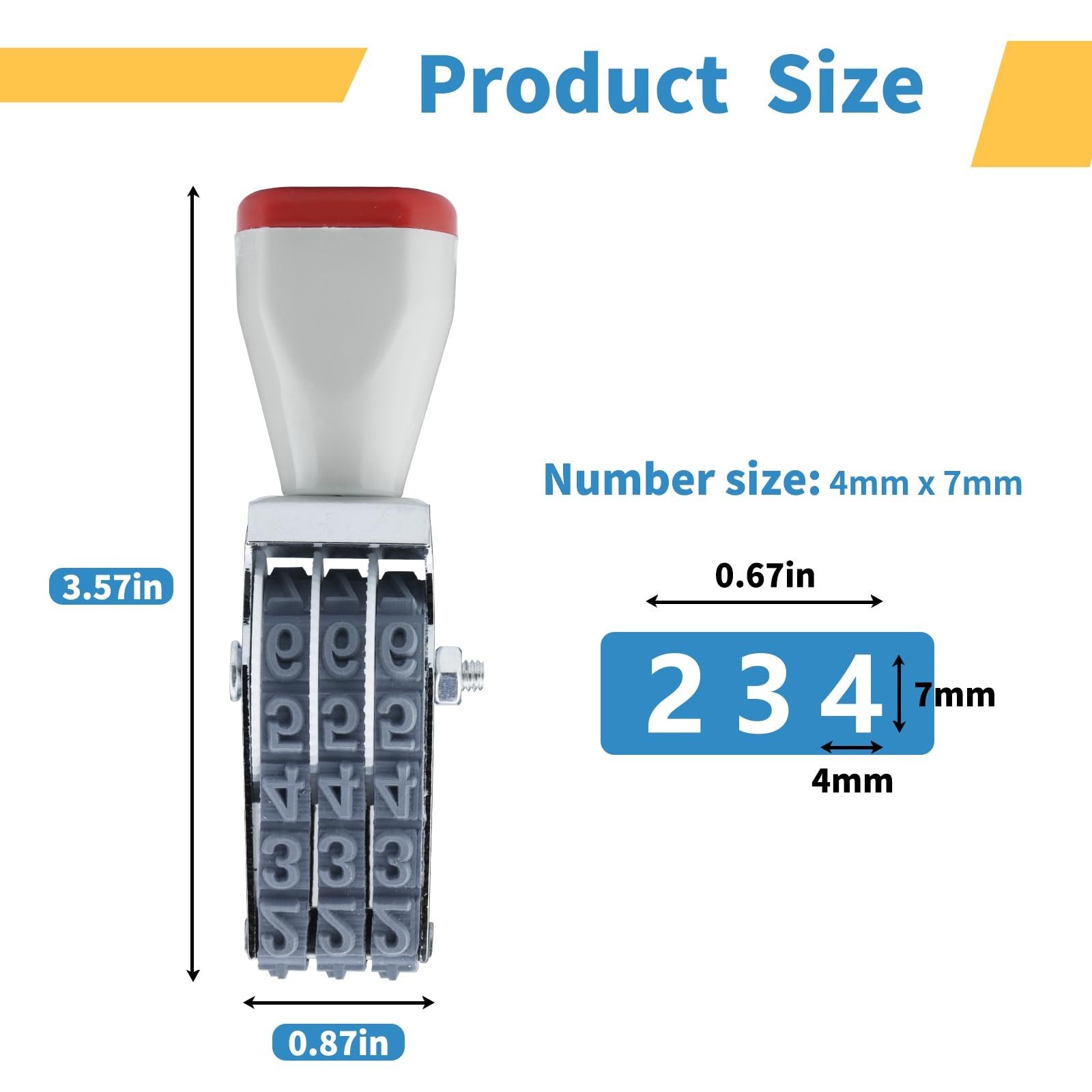 3 Digit Number Stamp by JPKTA,Rubber Changeable Office 3 Stamp, Grey