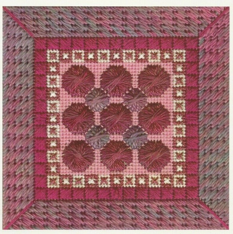COLOR DELIGHTS-FUSCHIA--Pink & Rose Design--Circles--Counted Canvas Pattern
