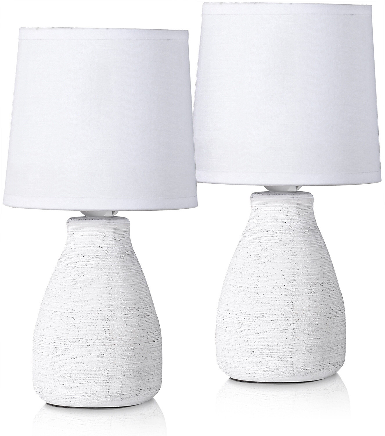 2-Pack BRUBAKER Table or Bedside Lamps - White - Ceramic Base - 11 Inches