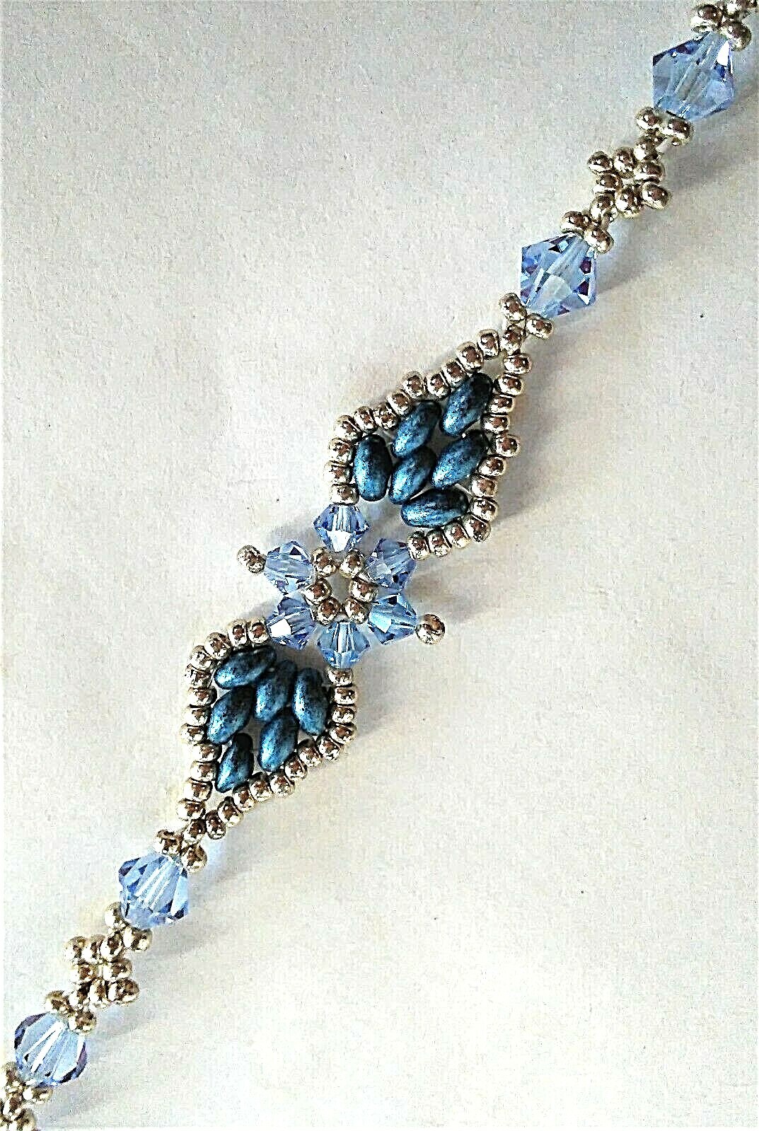 Handmade Blue Crystal Double Leaves Magnetic Bracelet