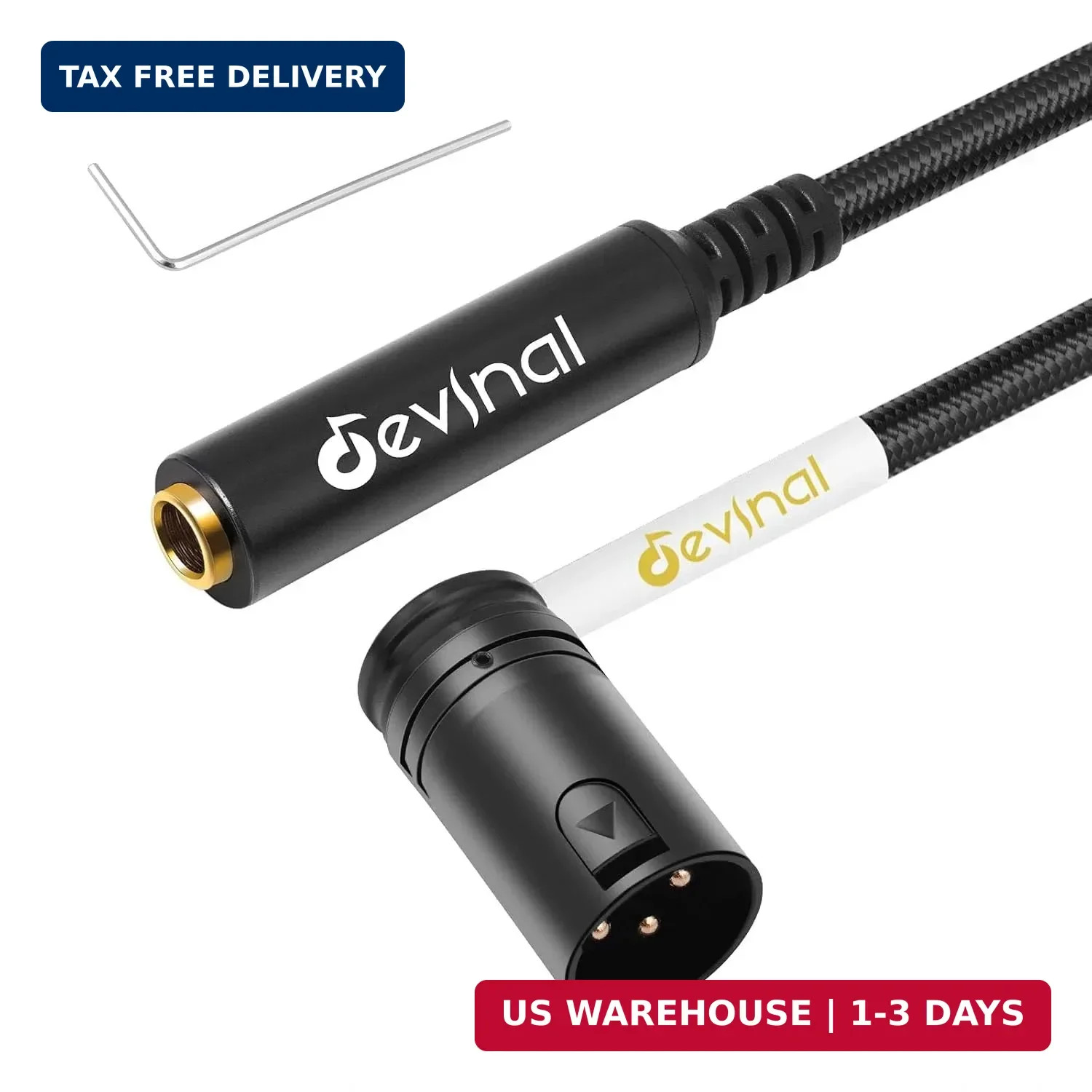 Rotatable Right-Angle XLR to 1/4" Female Cable, Adjustable-Angle Low-Profile XLR