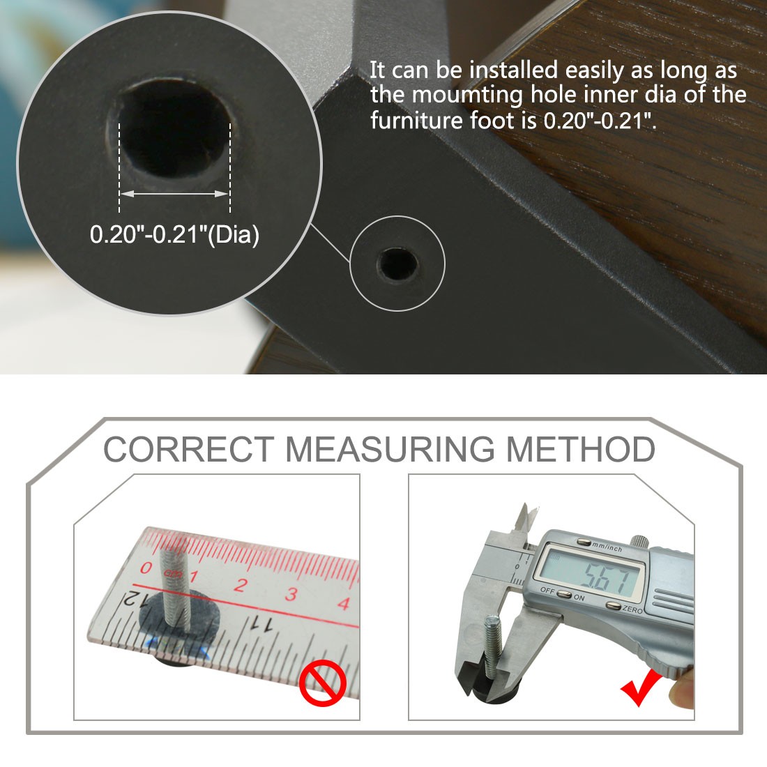 M6 x 24 x 18mm Furniture Glide Leveling Feet Floor Protector for Table Leg 20pcs