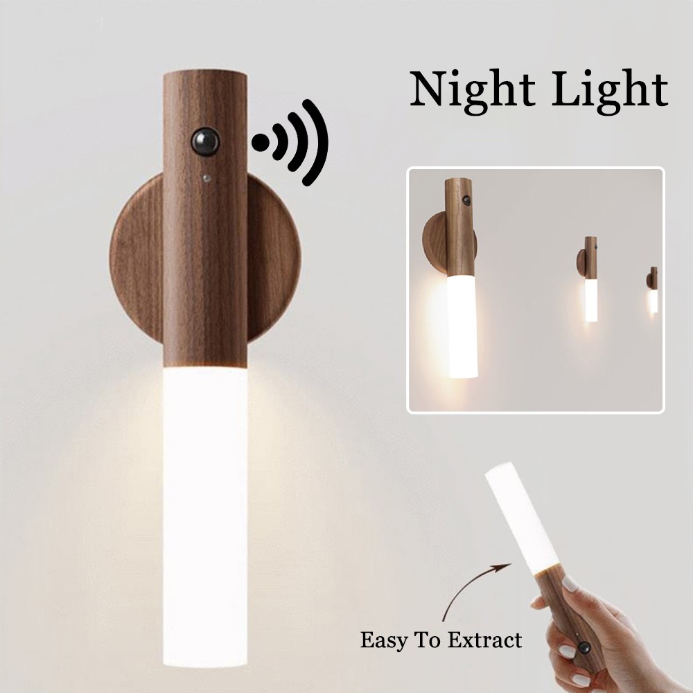 Portable Magnetic LED Night Light USB Rechargeable PIR Motion Sensor Wall Light