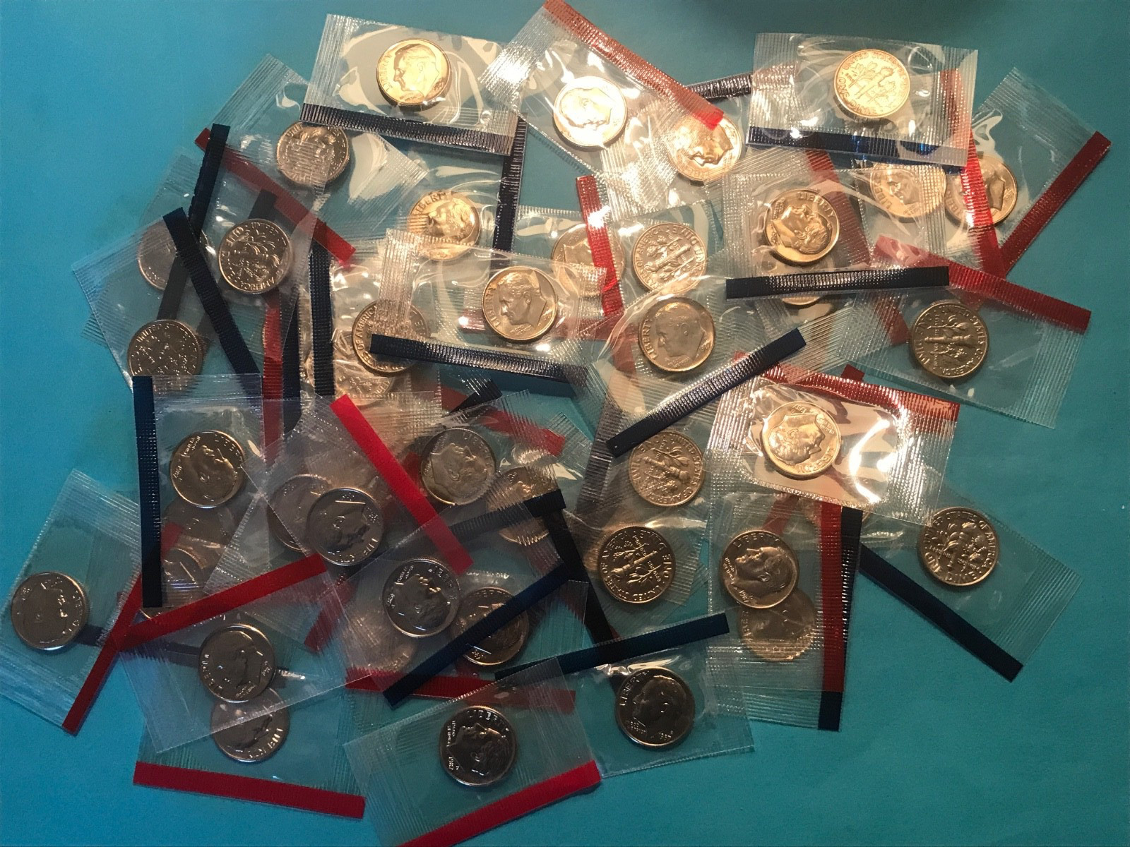 1987 P&D Roosevelt Dimes 25-"P"&25-"D"  Mint Cello Unc   50 Coins   FREE SHIP