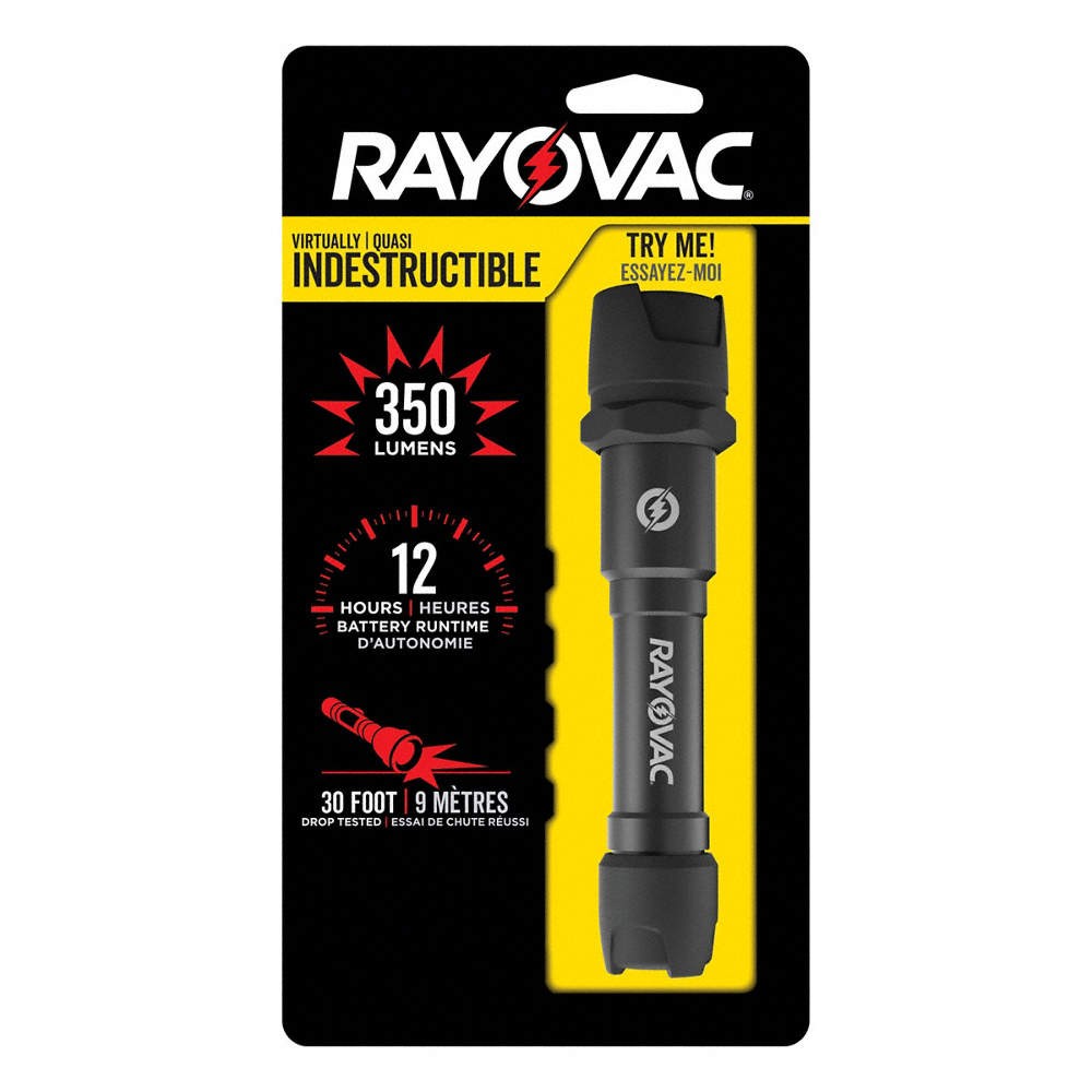 RAYOVAC  LED Flashlight,AA Battery,Black 506L98