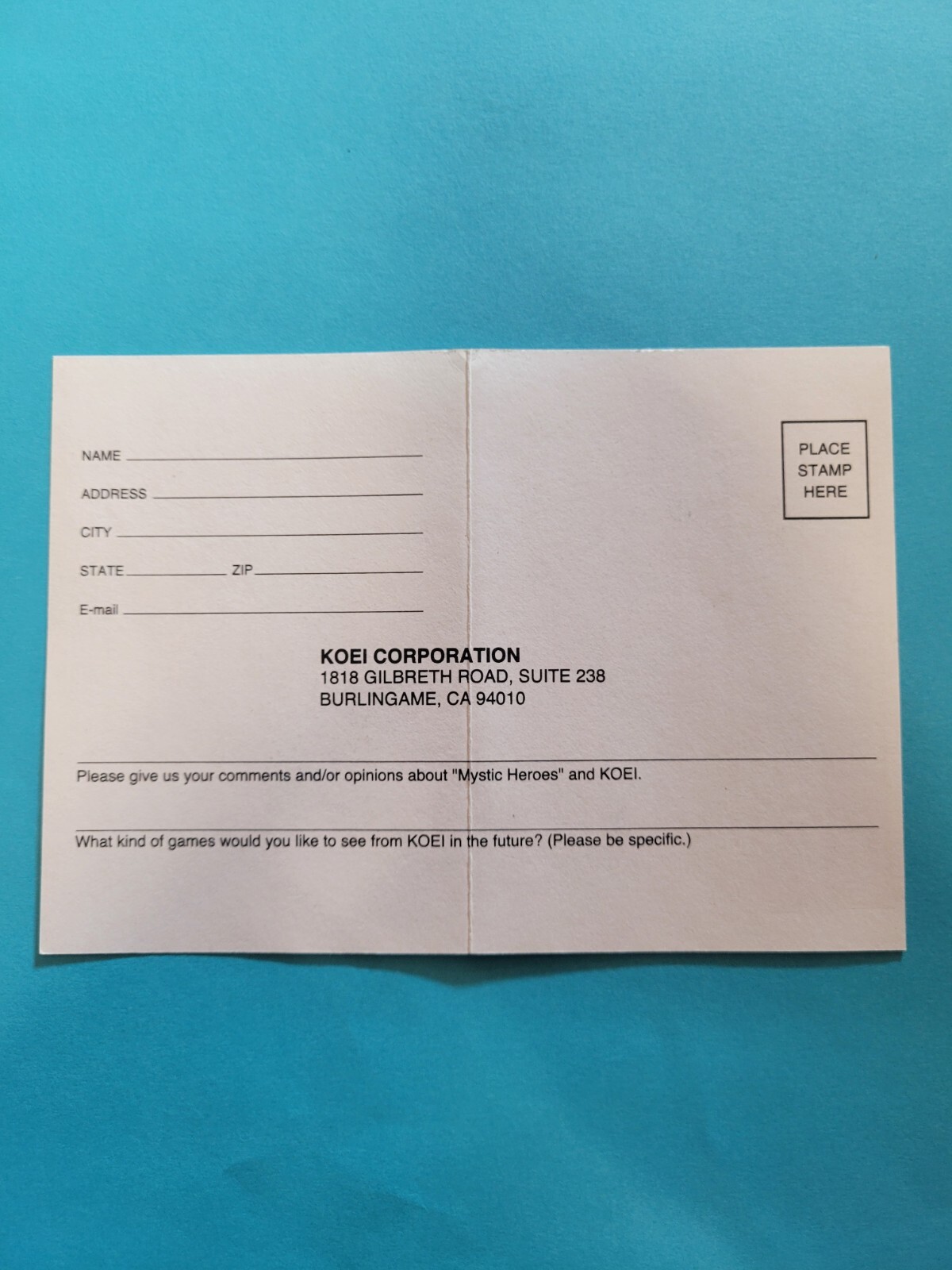 Koei Registration Card