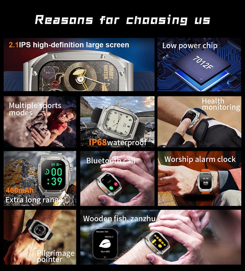 Smart Watch Waterproof Bluetooth Call Fitness Tracker Compass With 2 Straps