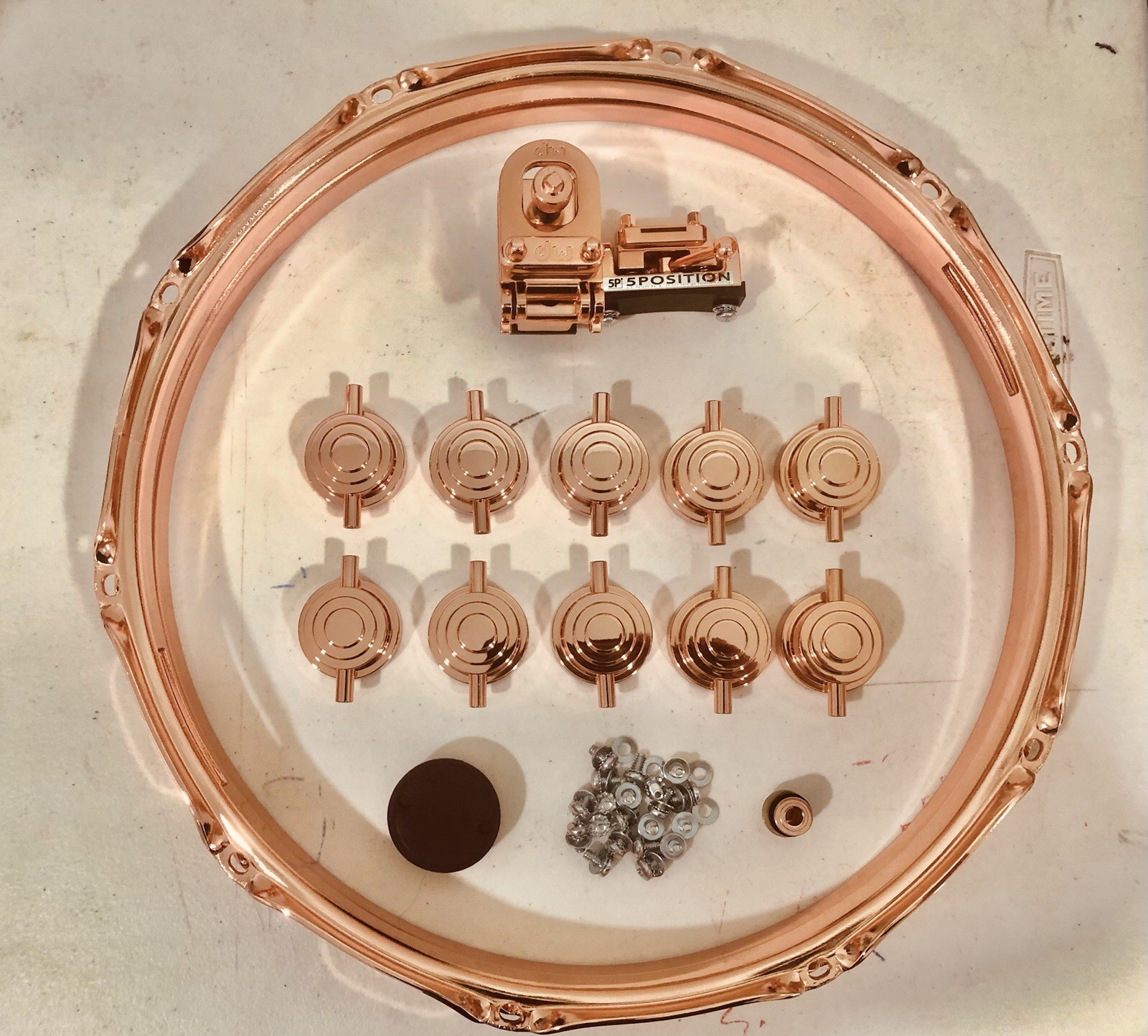 NEW DW Collectors Copper 14” Snare Drum Parts TrueHoops Lugs MAG 5P Grommet Rods