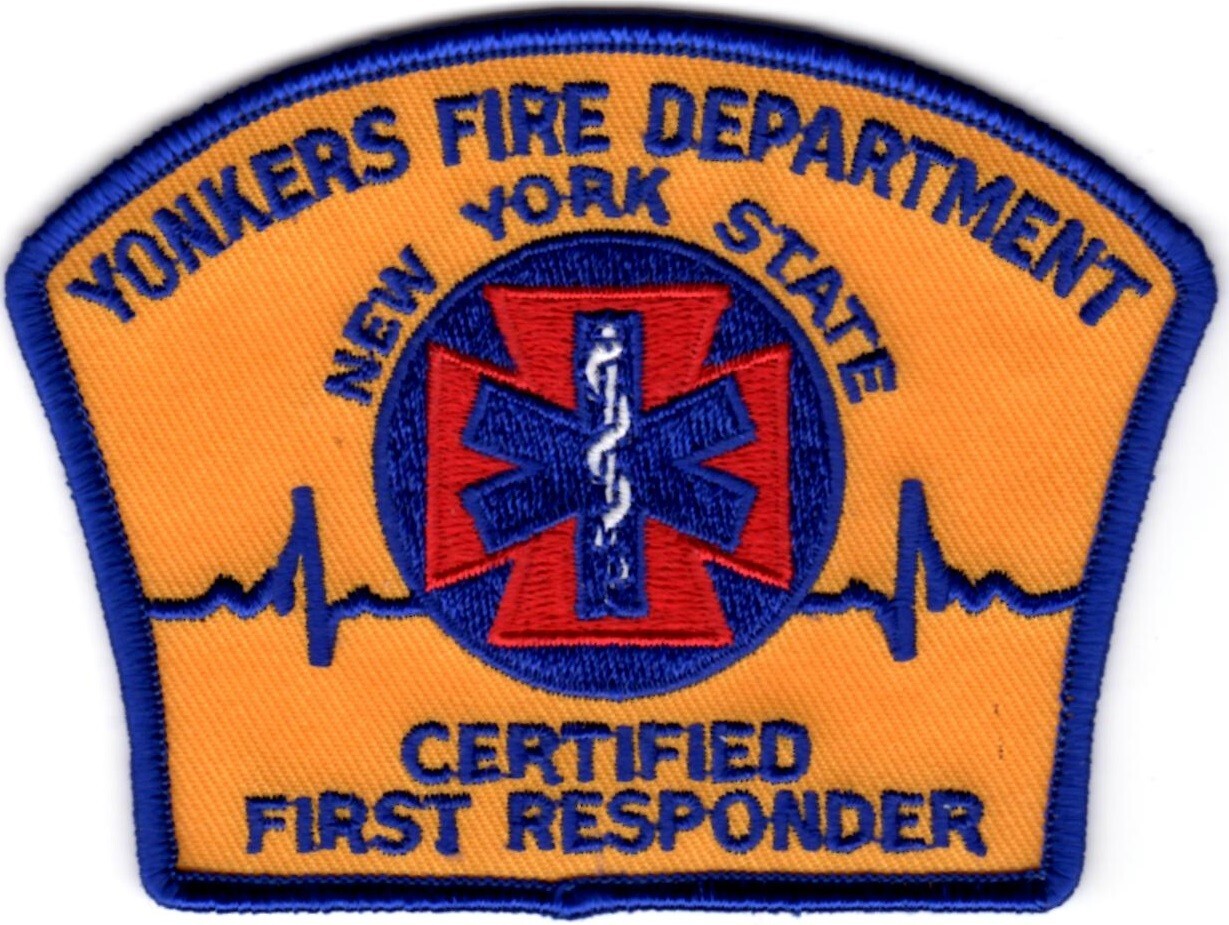 Yonkers Fire Dept.  Certified First Responder NY Firefighter Patch