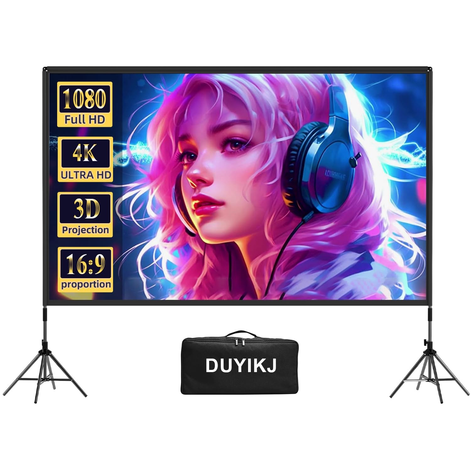 Projector Screen with Stand,120 inch Portable Outdoor Indoor Projector Screen...