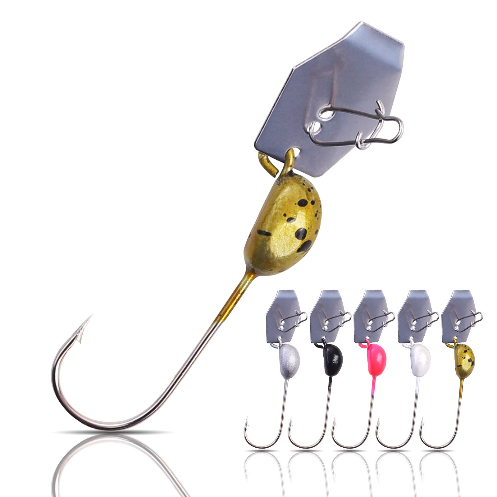 10Pcs Lead Jig Head Fishing Hook Crappie Blade Chatter Spinner Bass Baits 4.2g