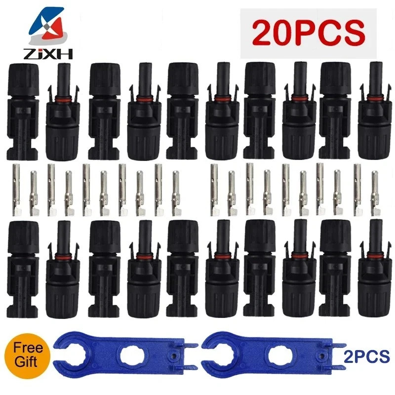 20 Pairs Solar Panel Cable Connectors Male Female Compatible Waterproof