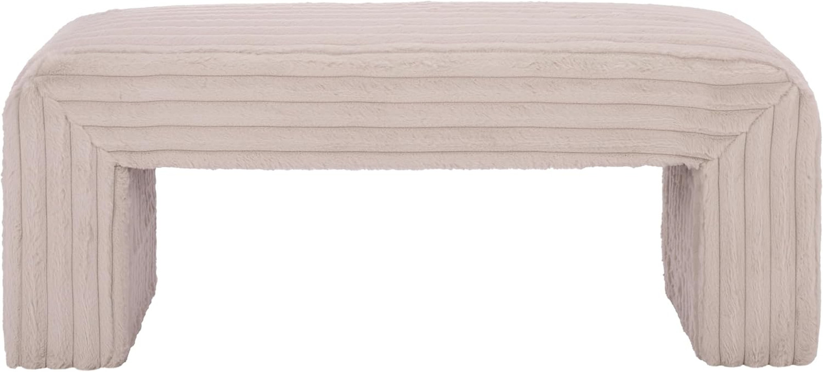 Arihana Curved Waterfall Bench - Beige Upholstered Seating by