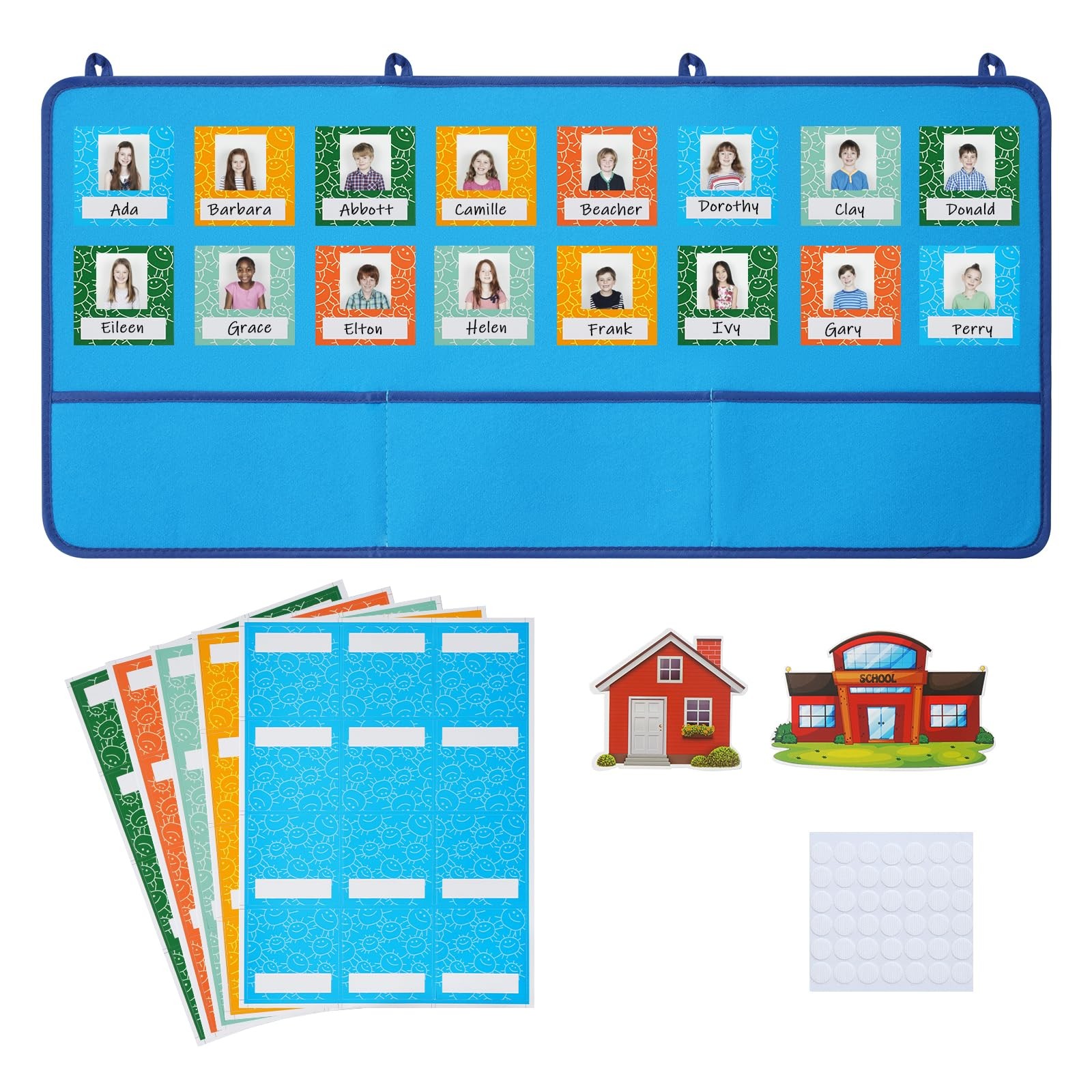 Attendance Pocket Chart for Preschool Classroom Large Wall Organization Blue ...