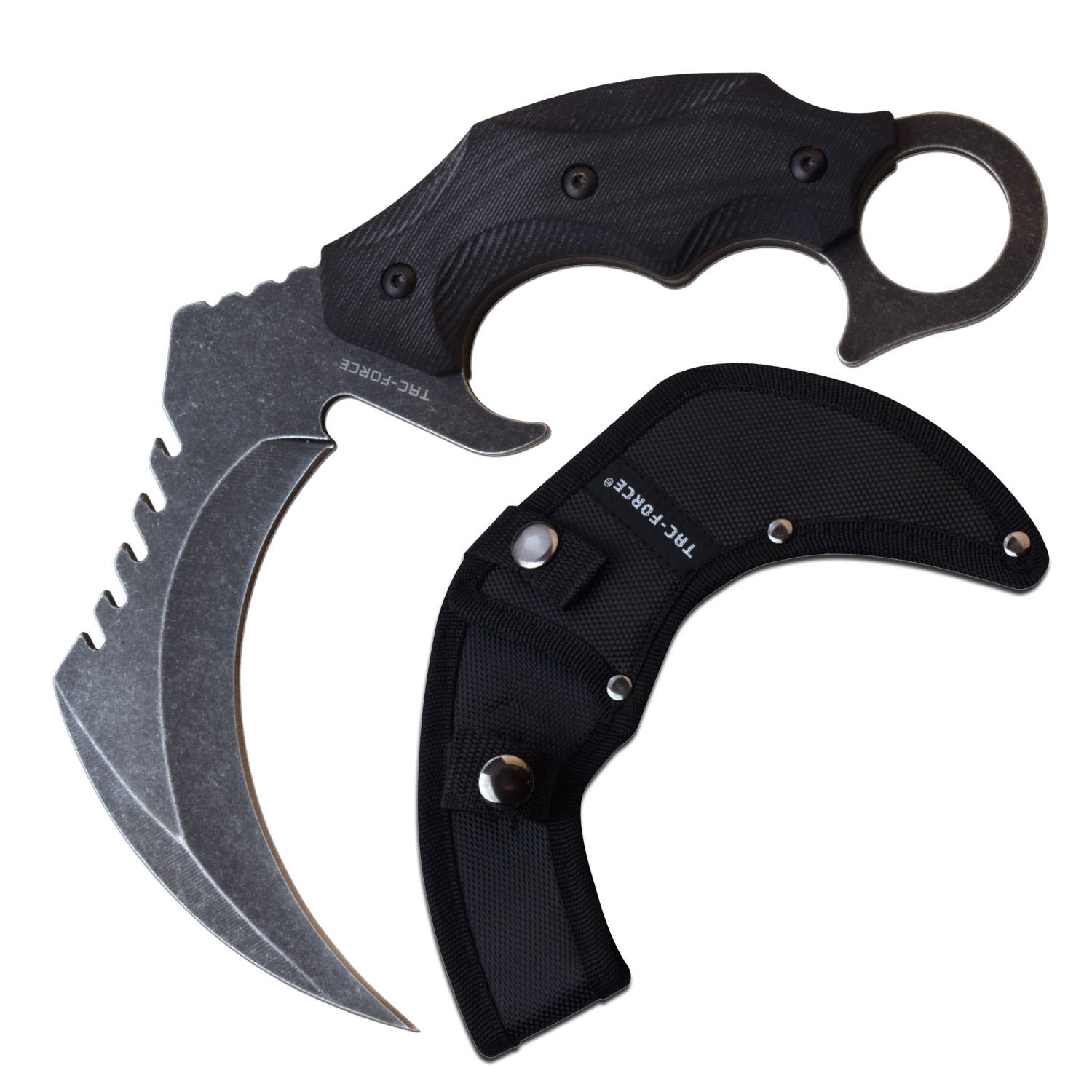 8" Tac-Force Full Tang Fixed Blade Knife w/G10 Handle & Nylon Sheath