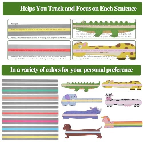 15pcs Dyslexia Reading Tools Highlighting Guided Read Strips for Kids ADHD