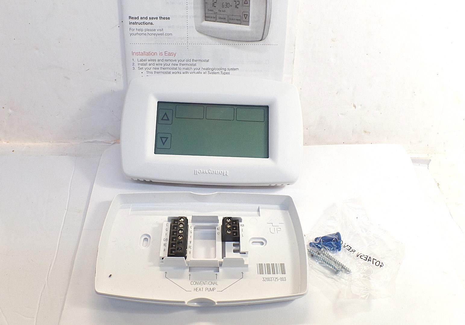 HONEYWELL RTH7600D HOME 7-DAY PROGRAMMABLE THERMOSTAT WITH TOUCHSCREEN DISPLAY