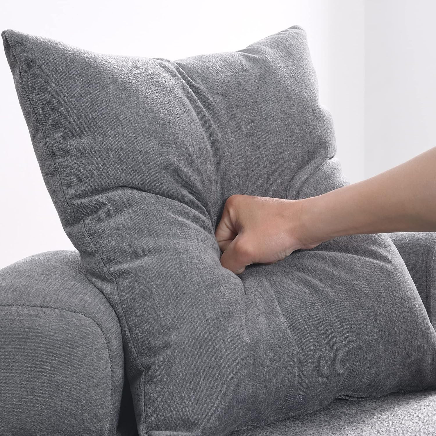 Light Gray 32" Modern Round Leisure Chair with Soft Chenille Pillow for Home