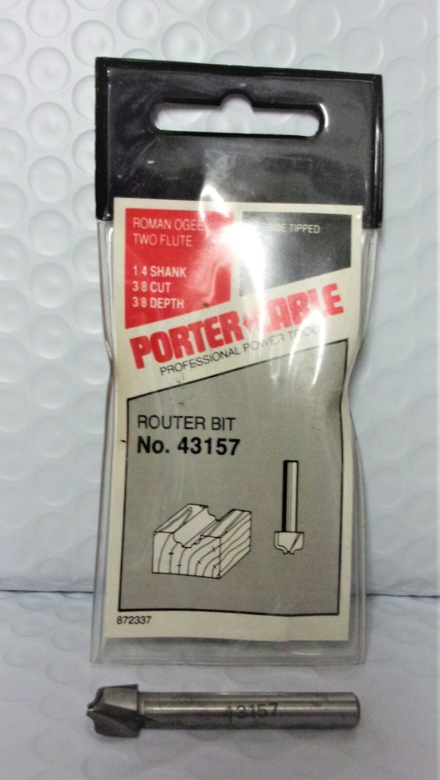 PORTER CABLE Router Bit 43157 Roman Ogee 1/4 shank 3/8 cut 3/8 dp