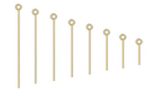 100 Gold Plated 21 Gauge 0.71mm Eyepins With Eye Loop End Pin Jewelry Findings