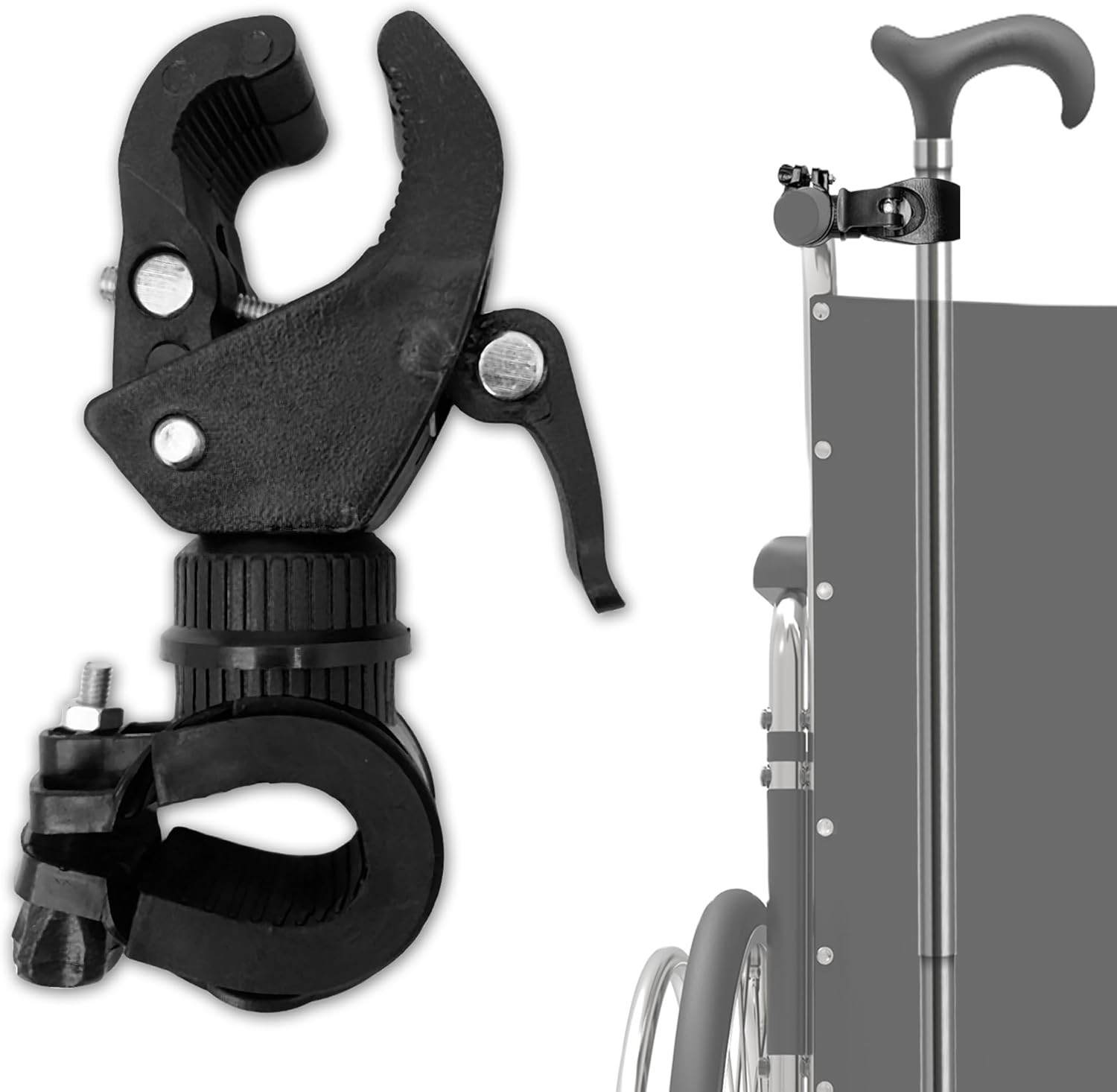 Cane Holder for Walker - 2pcs Wheelchair Rollator Crutches & Walking Stick Holde