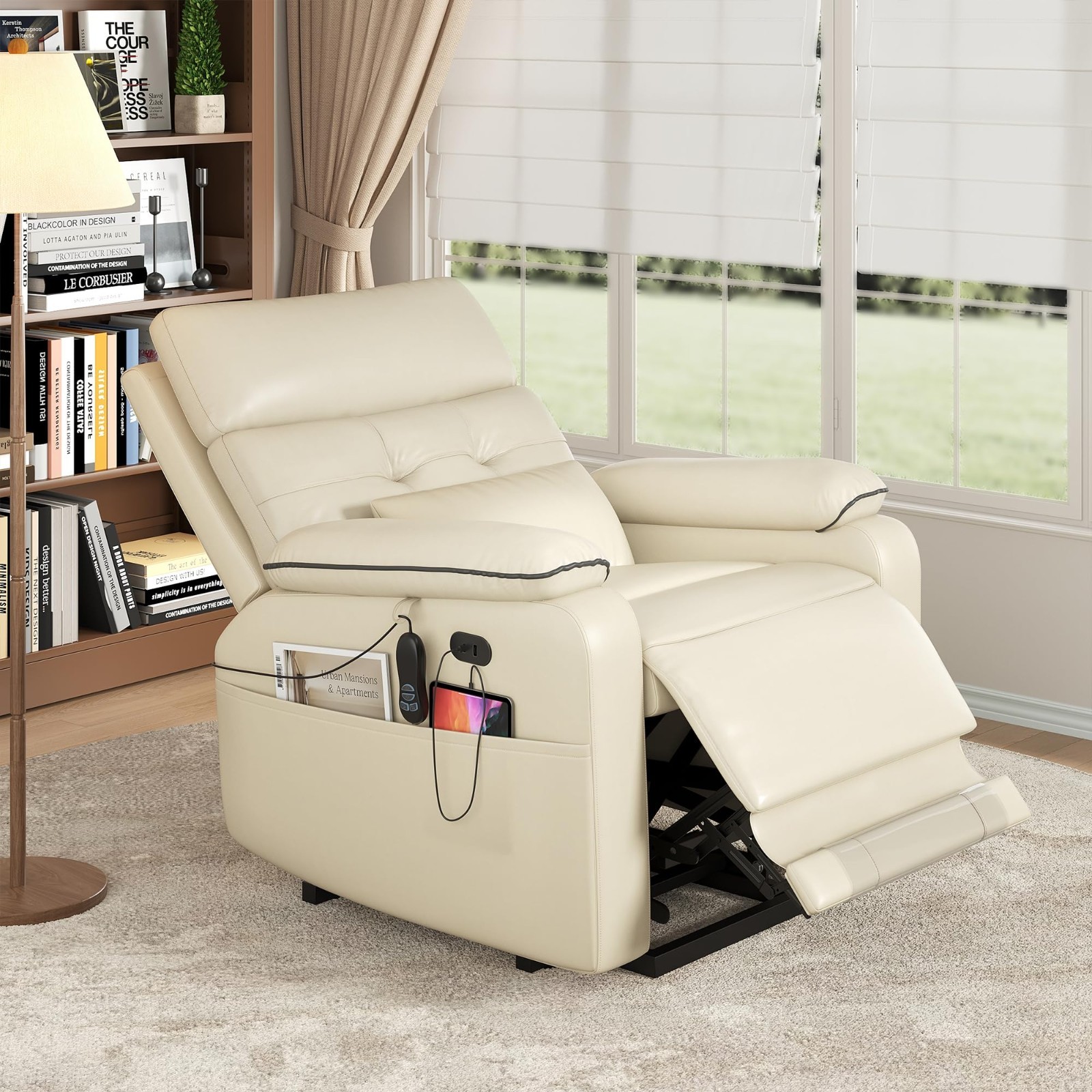 Power Lift Recliner Chair for Elderly, Faux Leather Dual Motor Power Recline Cha
