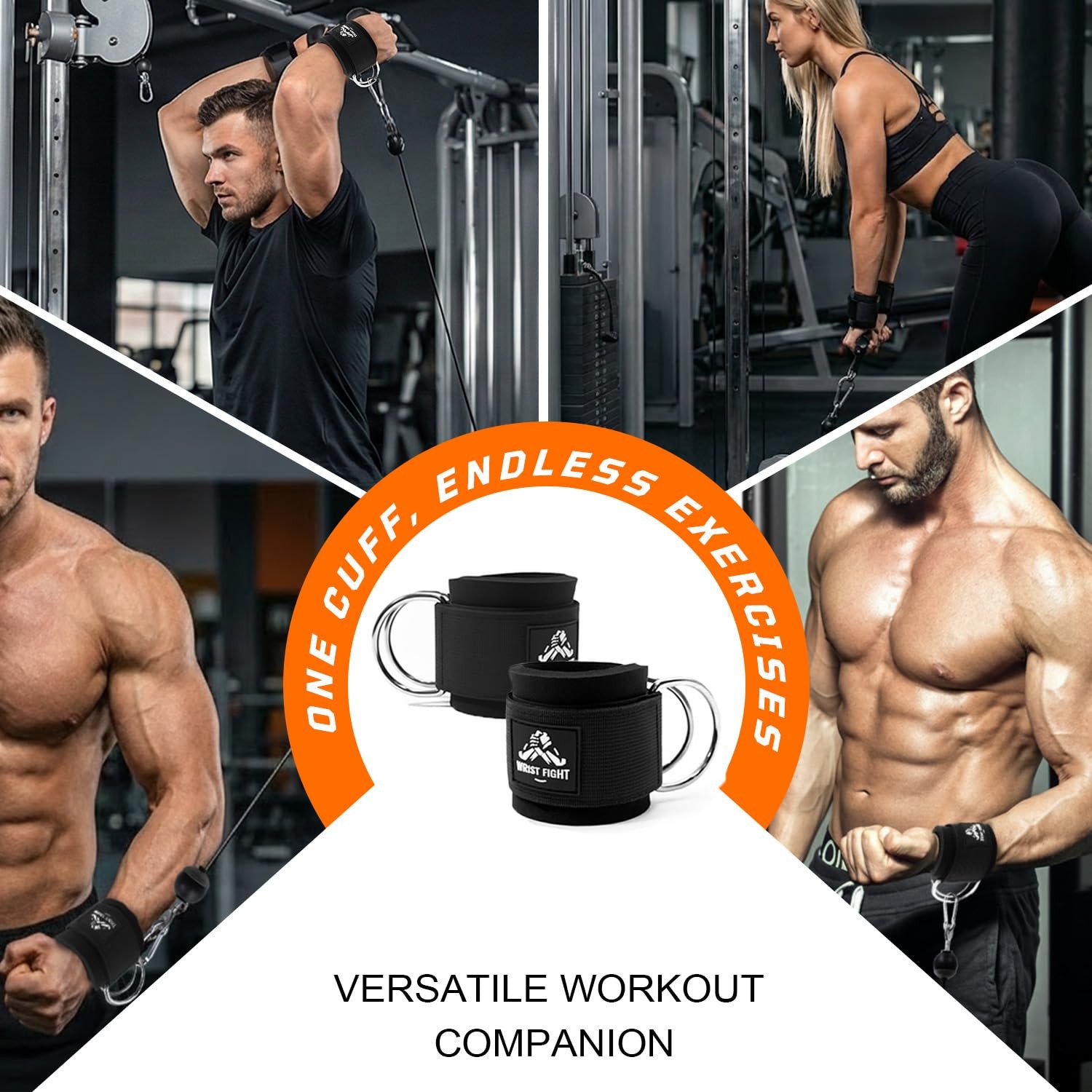 "Dual D-Ring Wrist Cuffs for Cable Machine Workouts & Arm Strength Training"