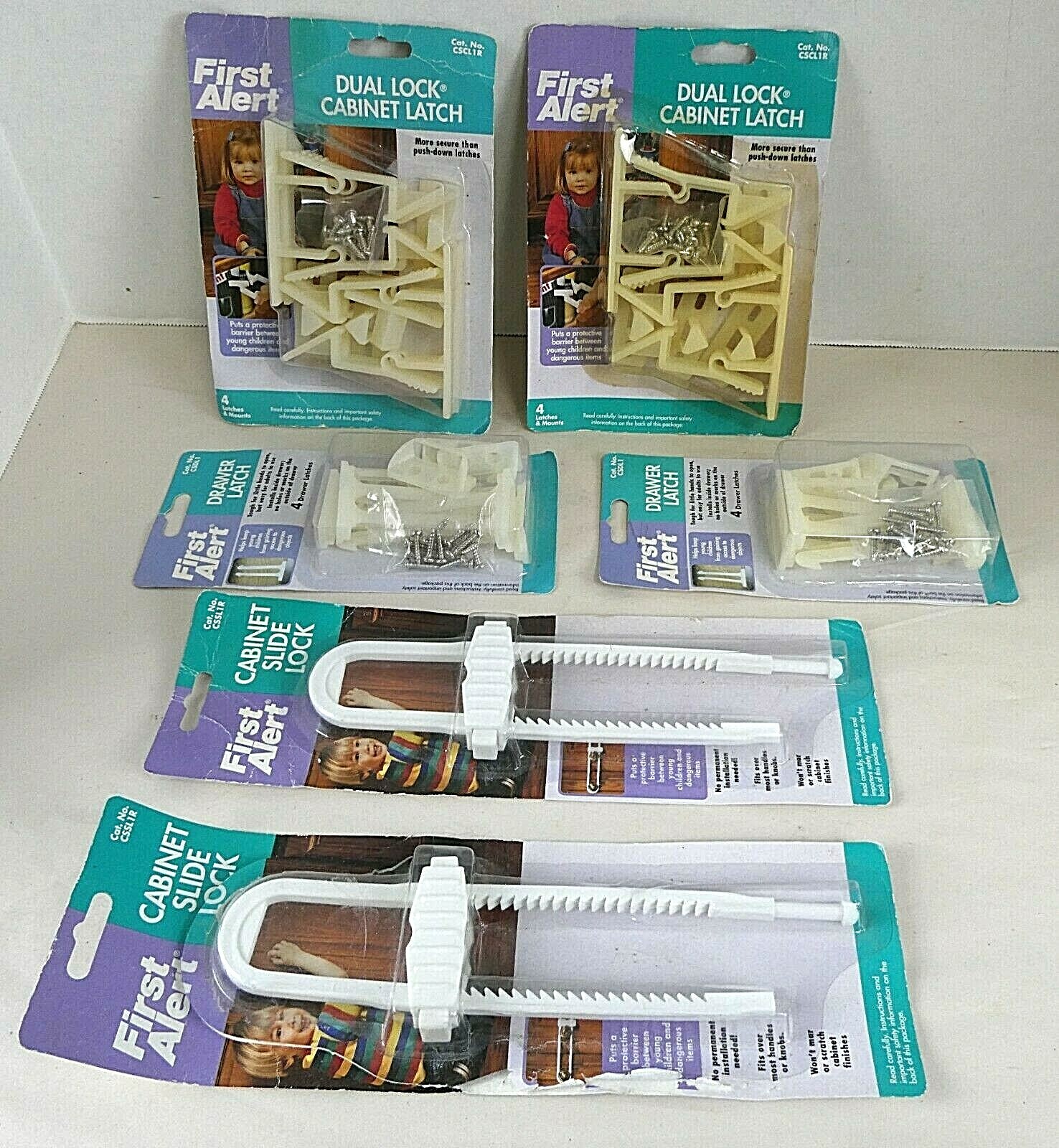 Cabinet & Drawer Latches Locks 6 Pack First Alert Sealed NOS